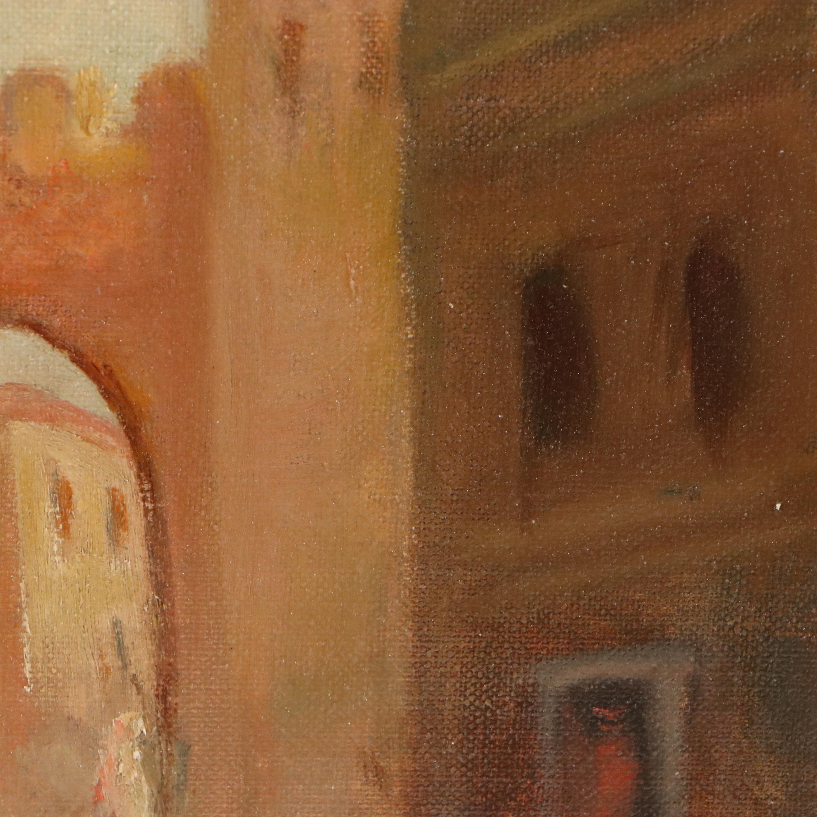 A.D. Harmon Oil Painting of Street Scene in Fes, Morocco