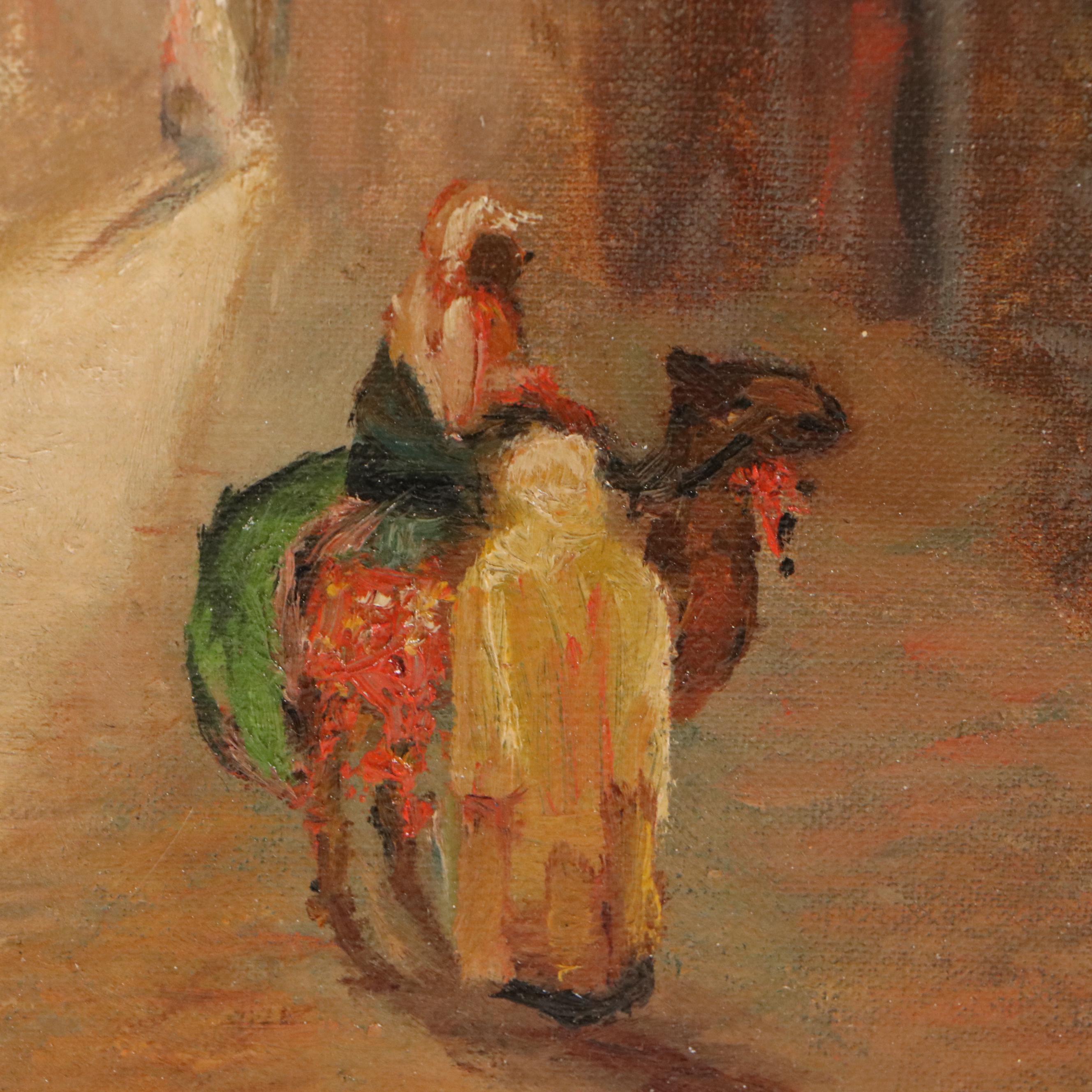 A.D. Harmon Oil Painting of Street Scene in Fes, Morocco