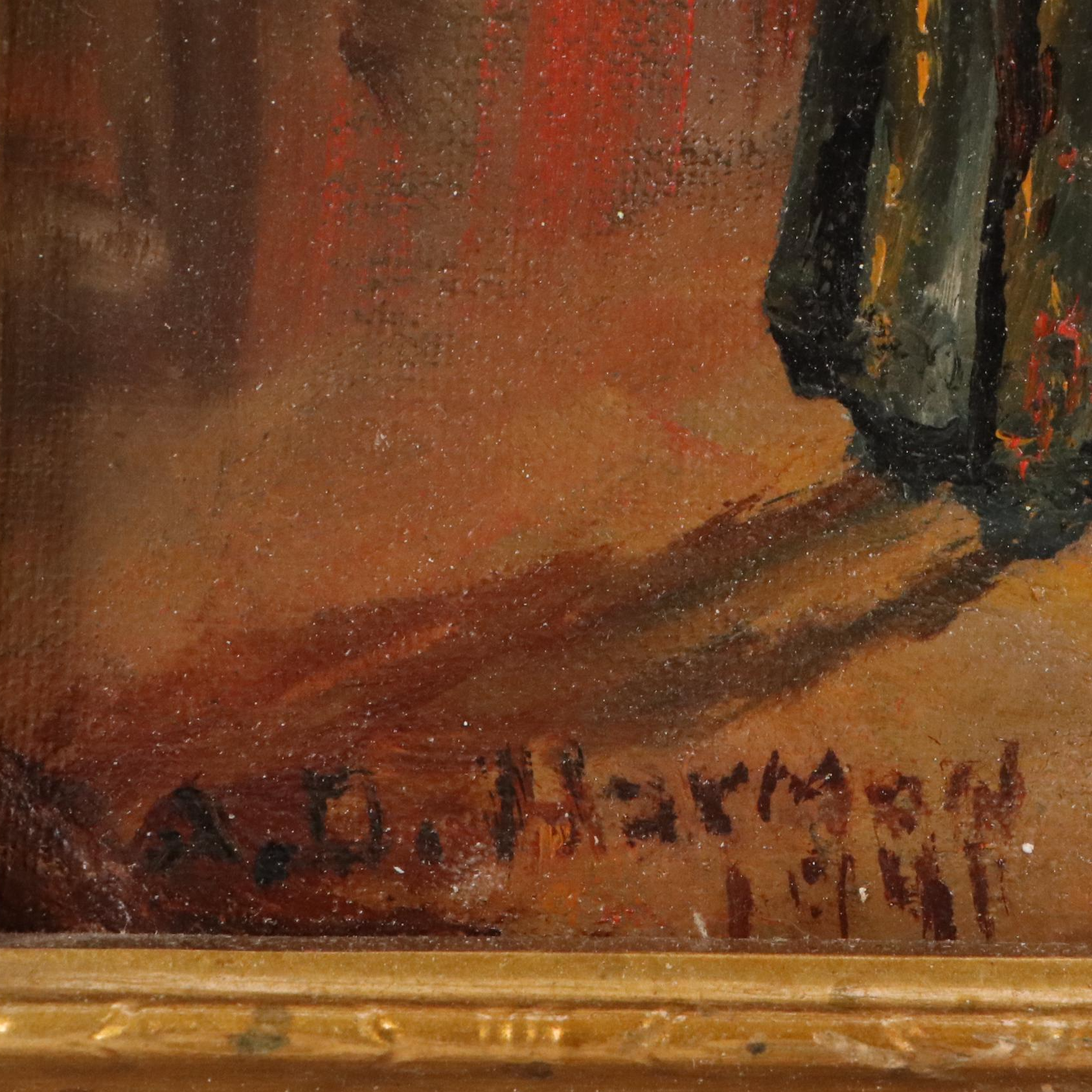 A.D. Harmon Oil Painting of Street Scene in Fes, Morocco