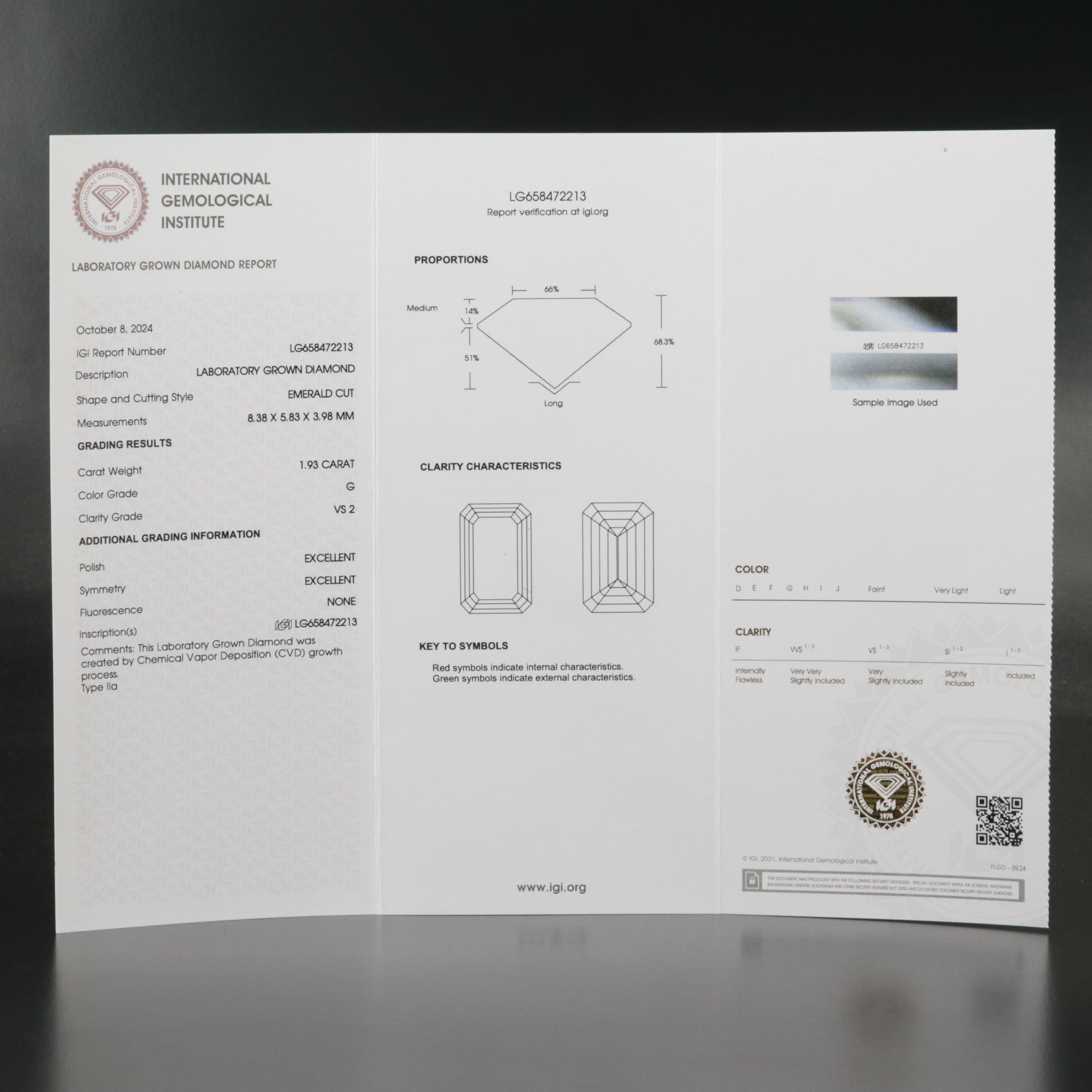 Loose 1.93 CT Lab Grown Diamond with IGI Report