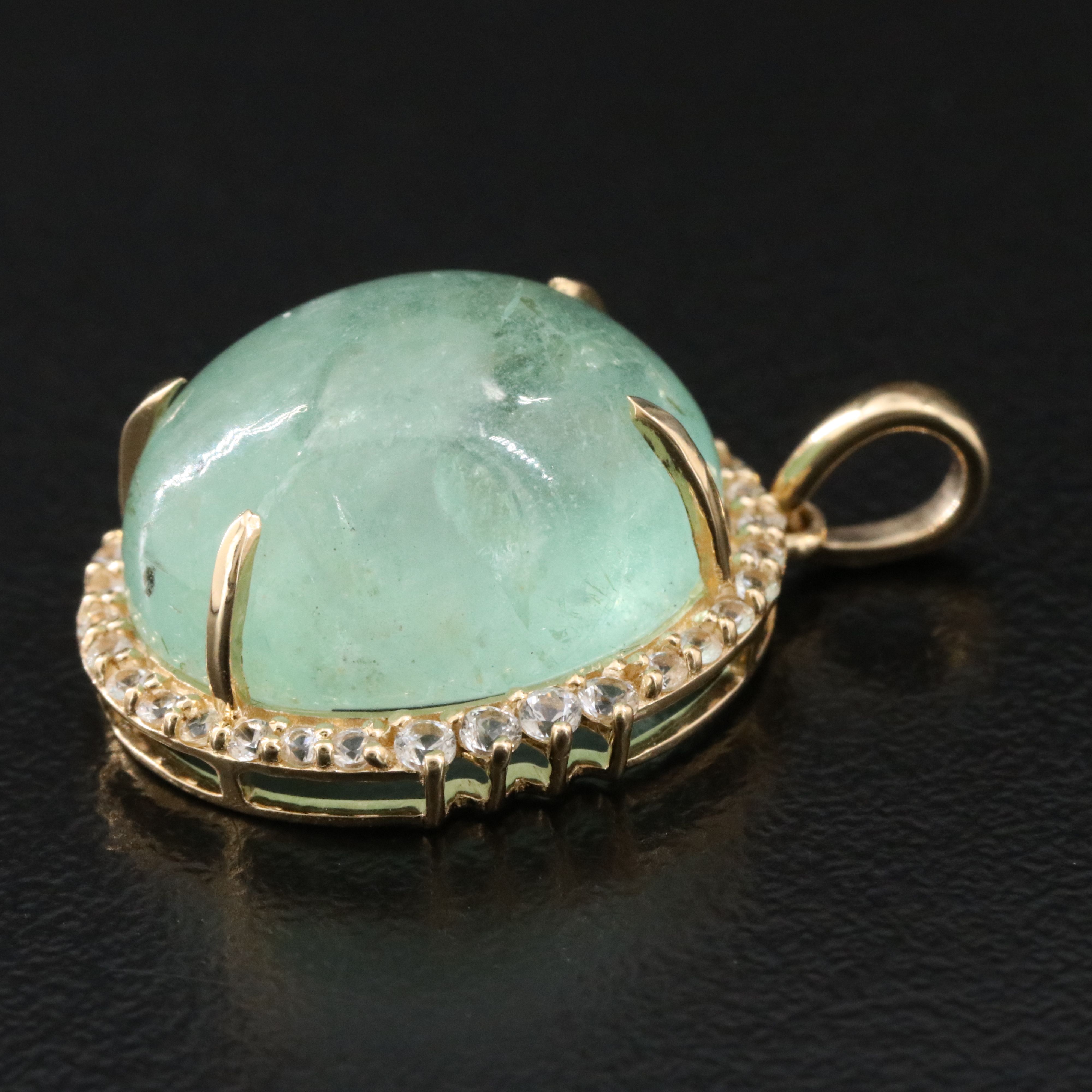 14K 12.85 CT Beryl and White Sapphire Pendant