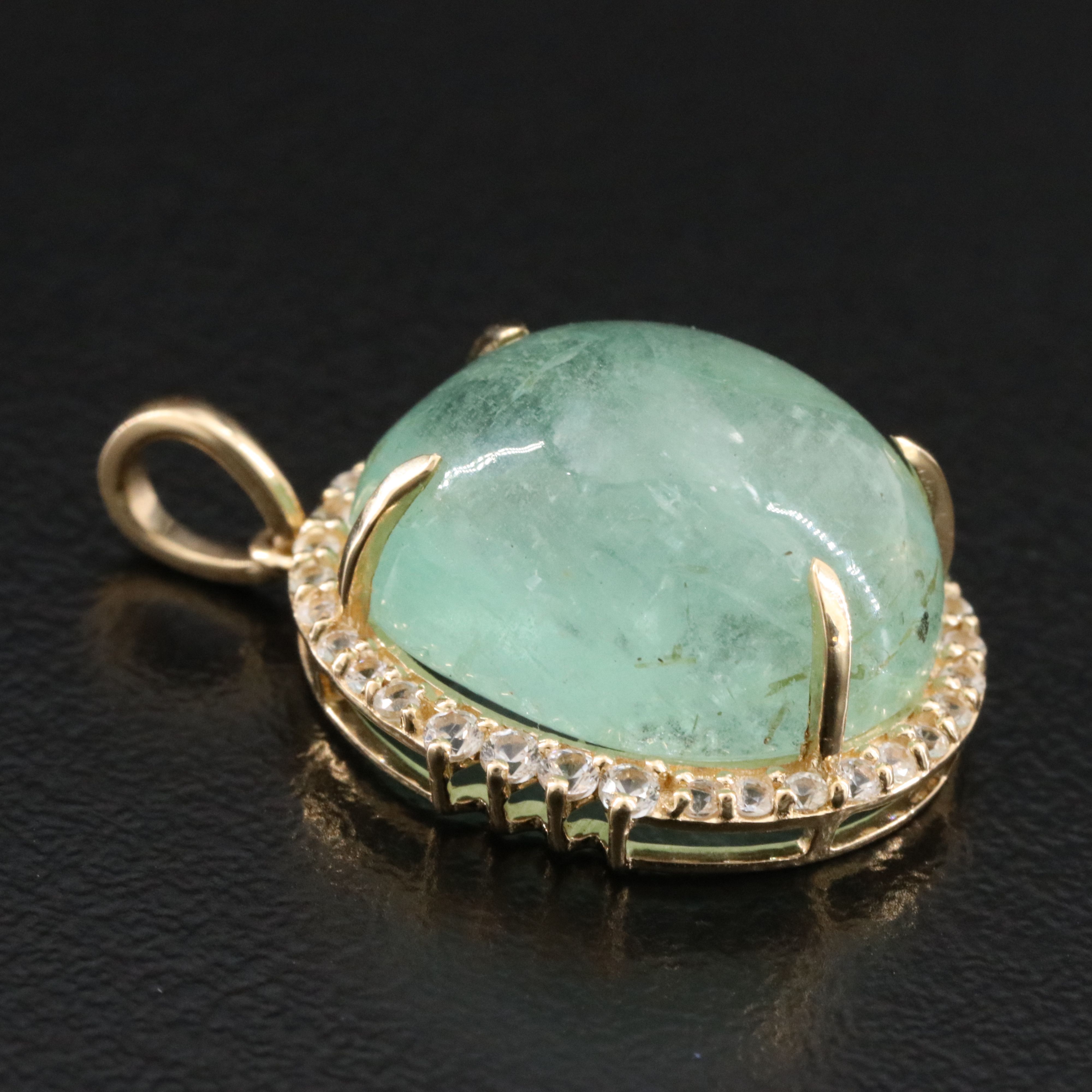 14K 12.85 CT Beryl and White Sapphire Pendant