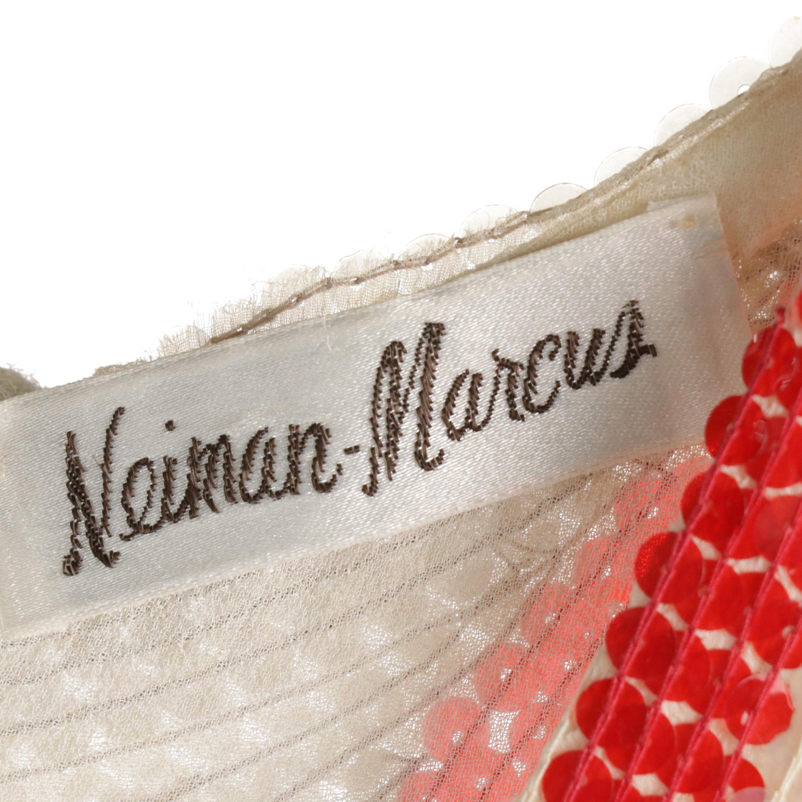 Neiman-Marcus Zebra Stripe Beaded and Sequined Silk Cocktail Dress