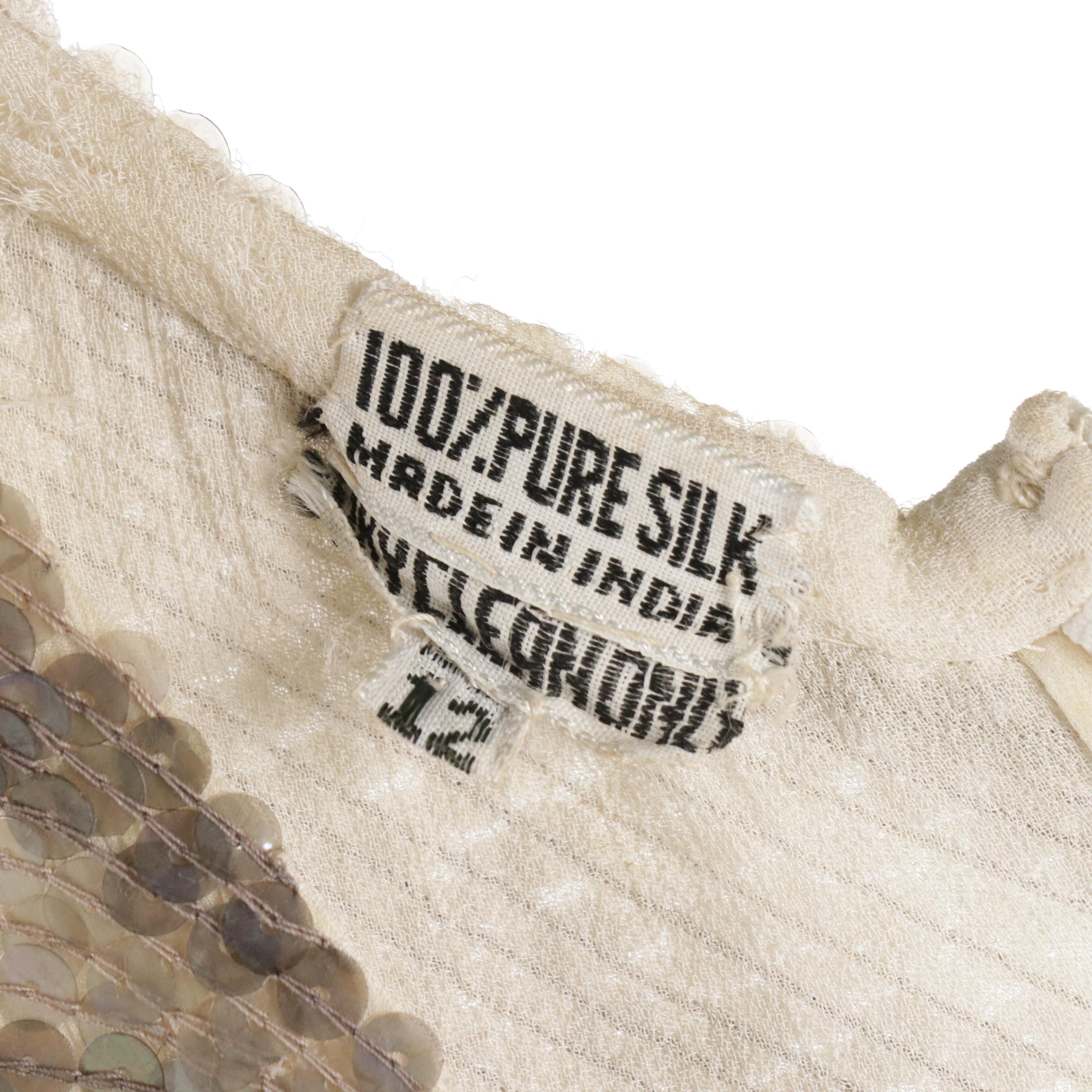 Neiman-Marcus Zebra Stripe Beaded and Sequined Silk Cocktail Dress