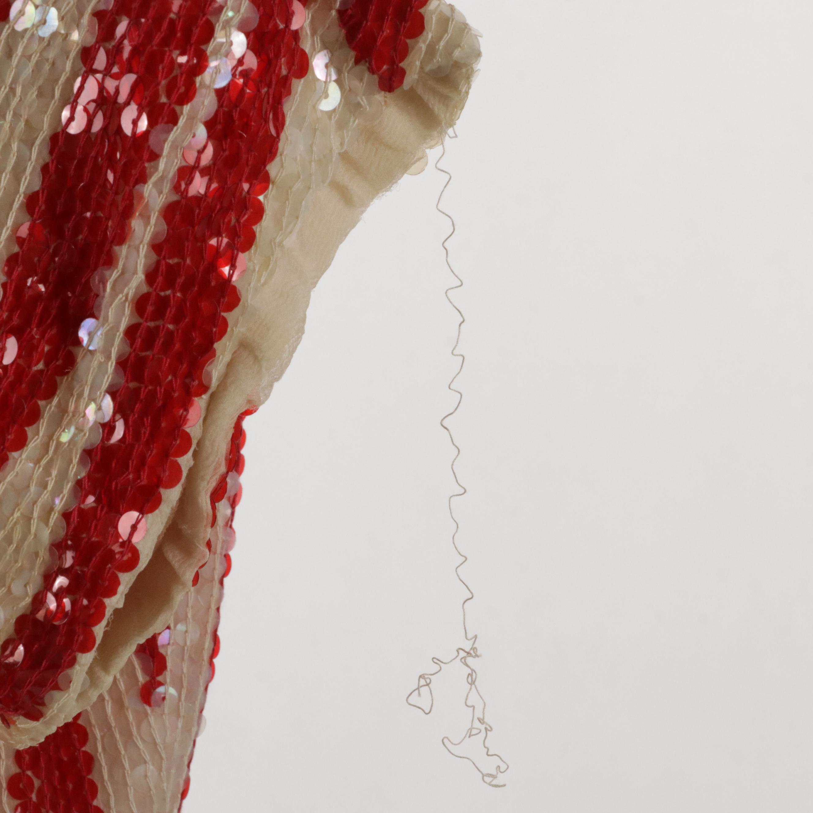 Neiman-Marcus Zebra Stripe Beaded and Sequined Silk Cocktail Dress