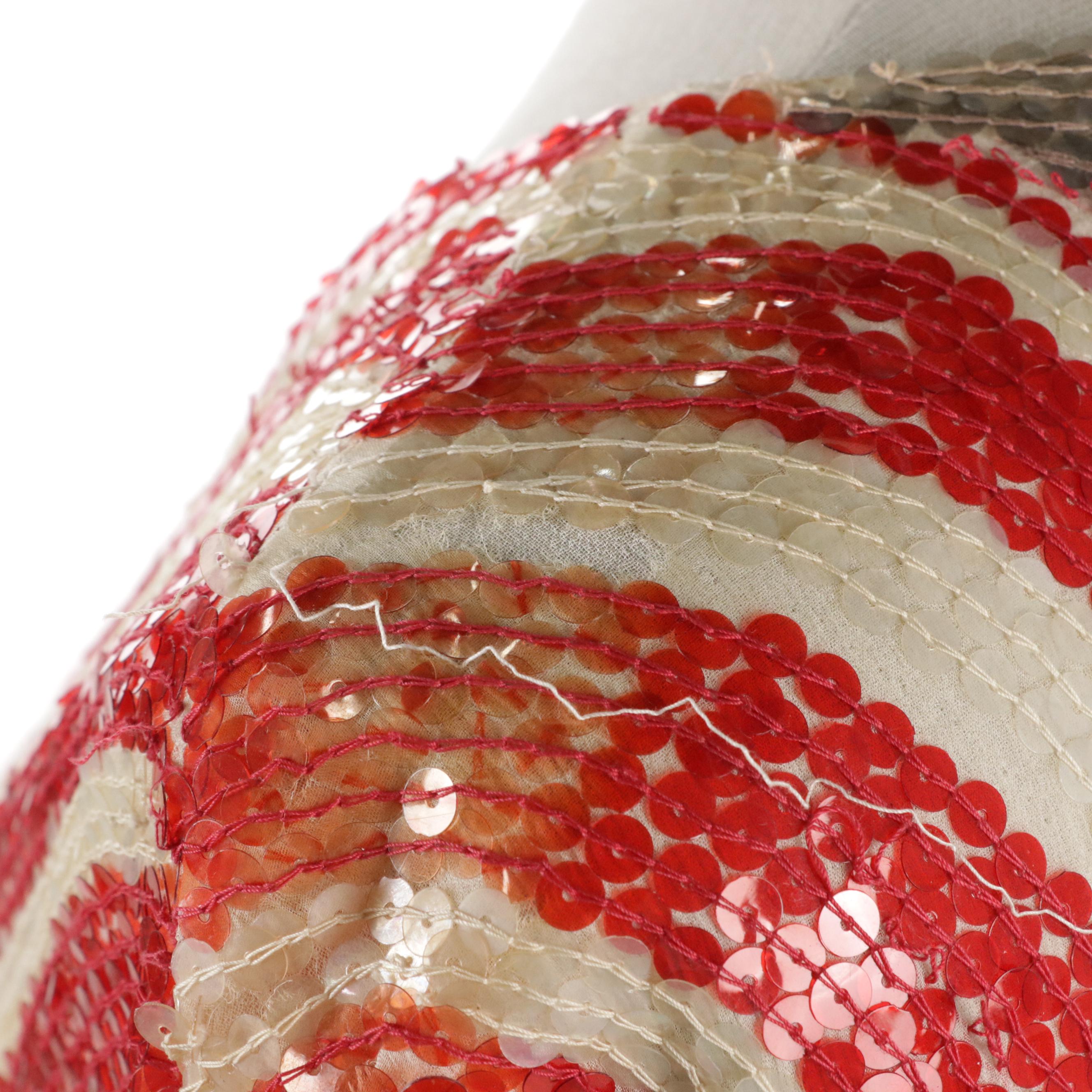 Neiman-Marcus Zebra Stripe Beaded and Sequined Silk Cocktail Dress