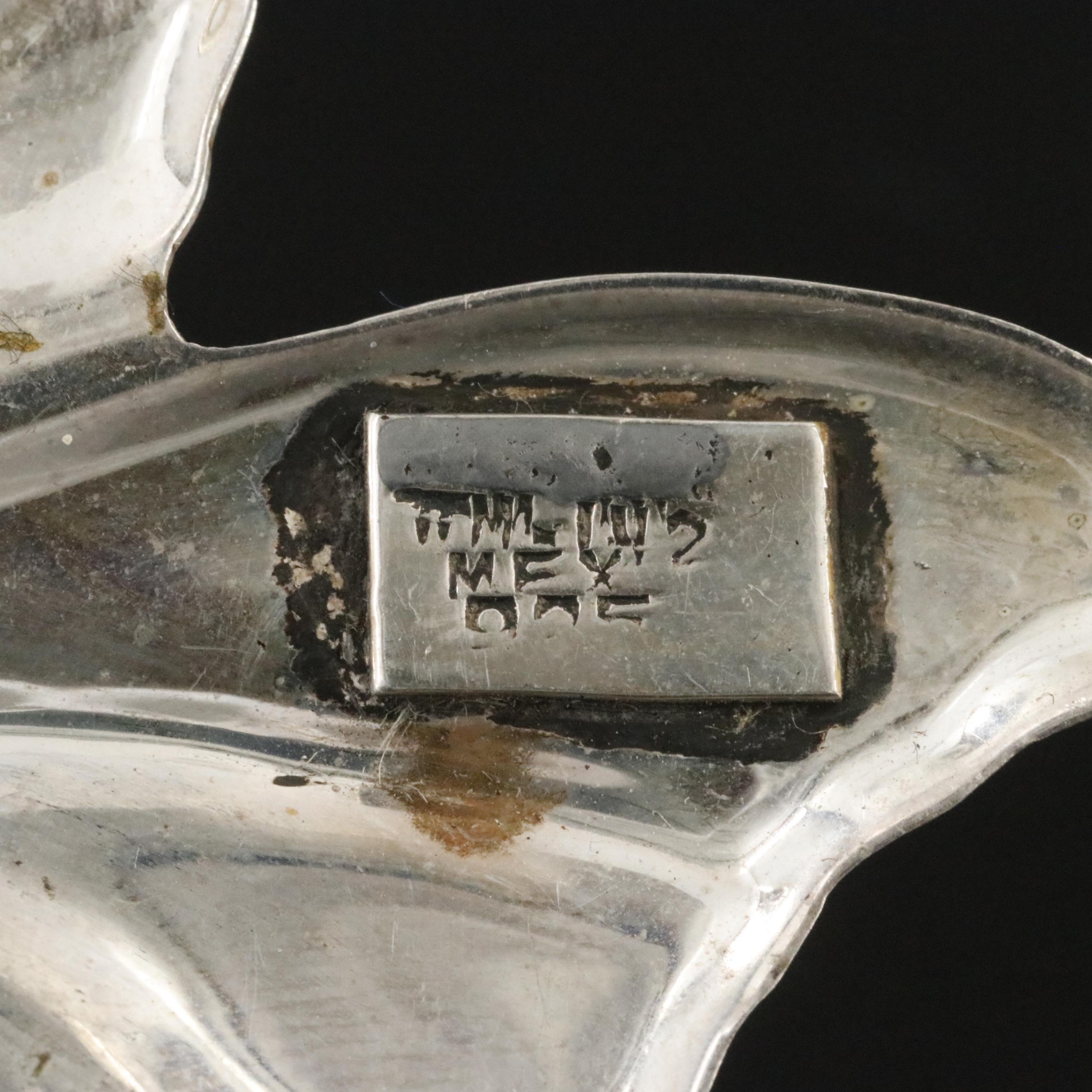 Mexican Sterling and Brass Butterfly Brooch