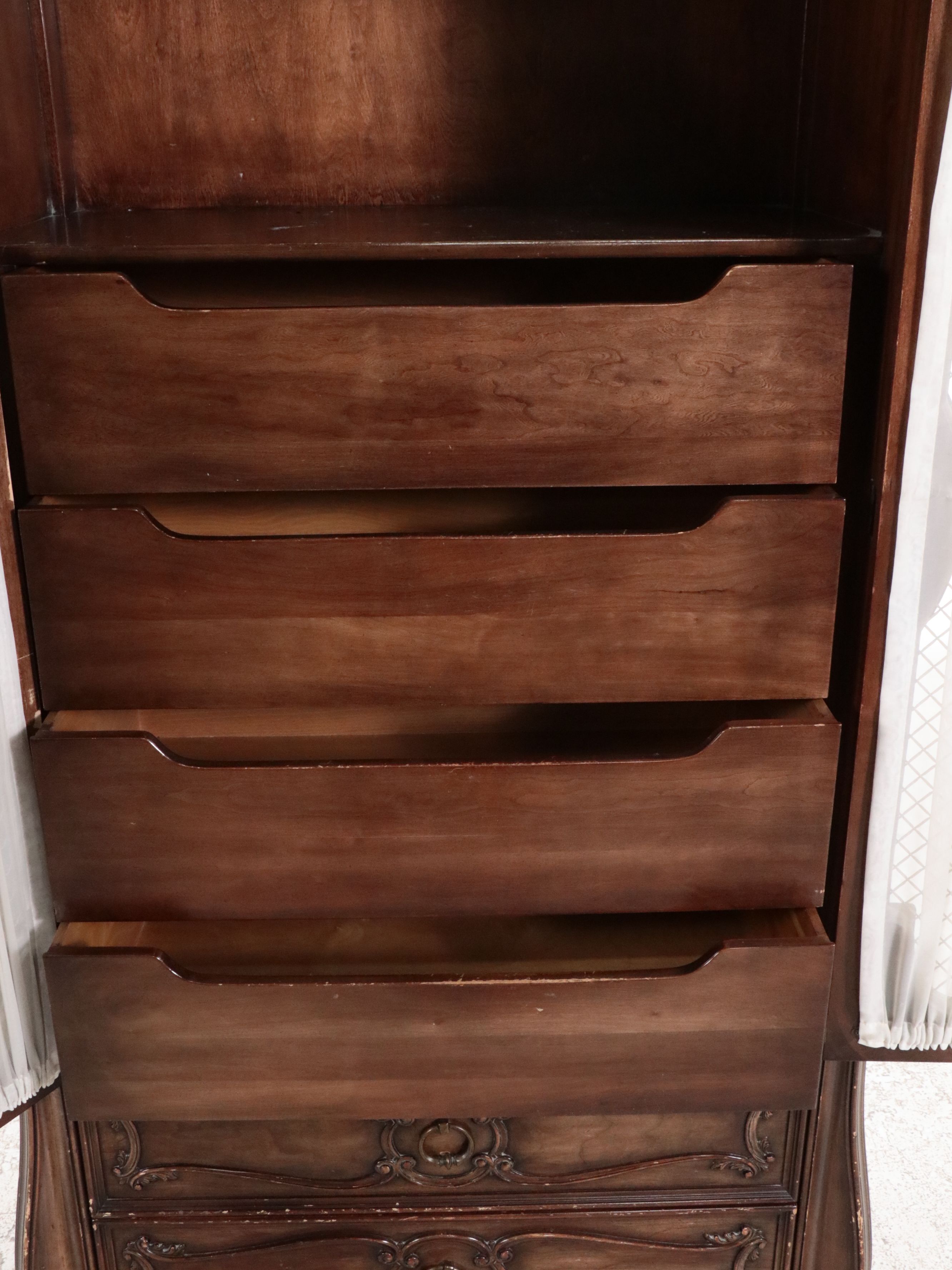 Louis XV Style Cherry Three-Piece Armoire/Dressing Table