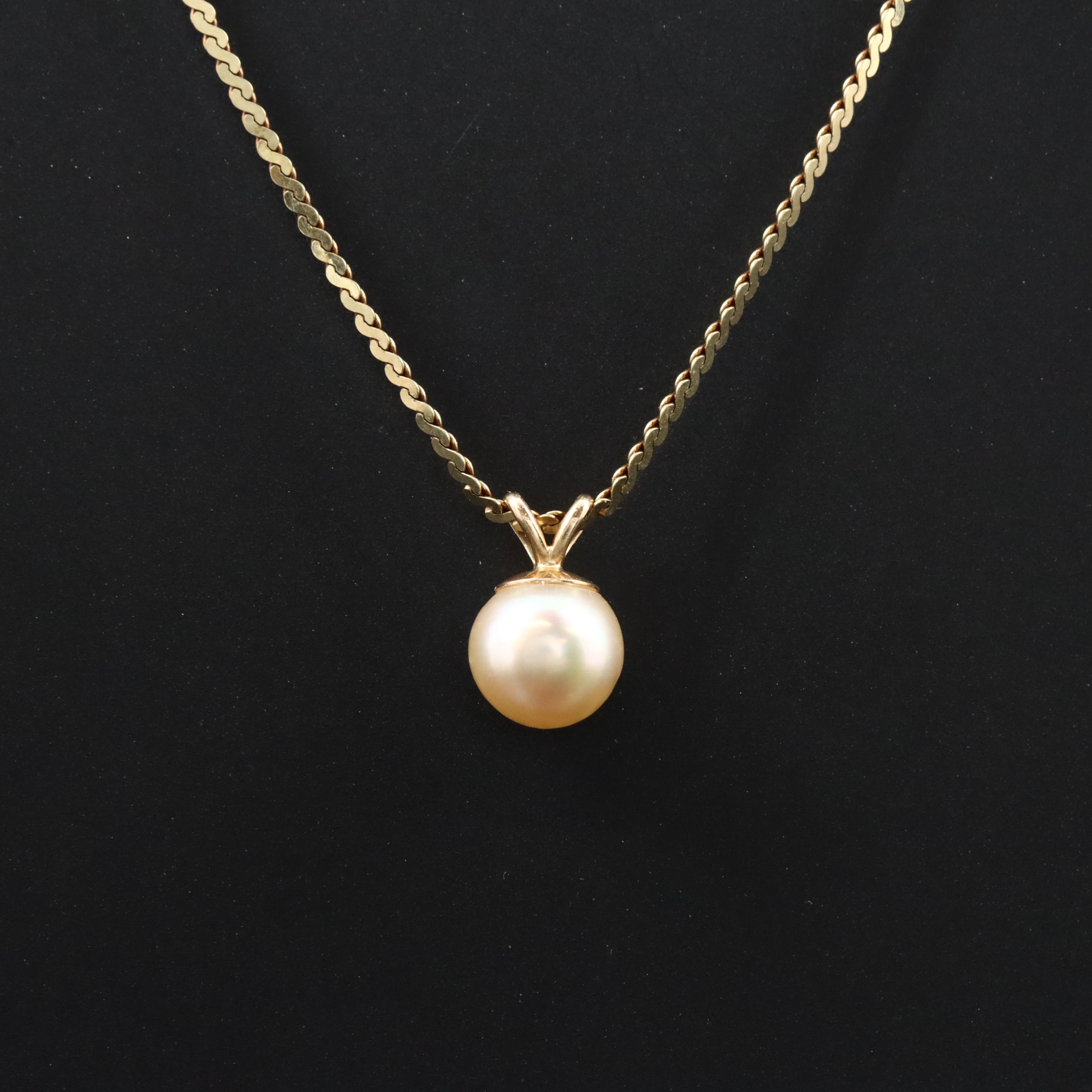 14K Pearl Pendant Necklace
