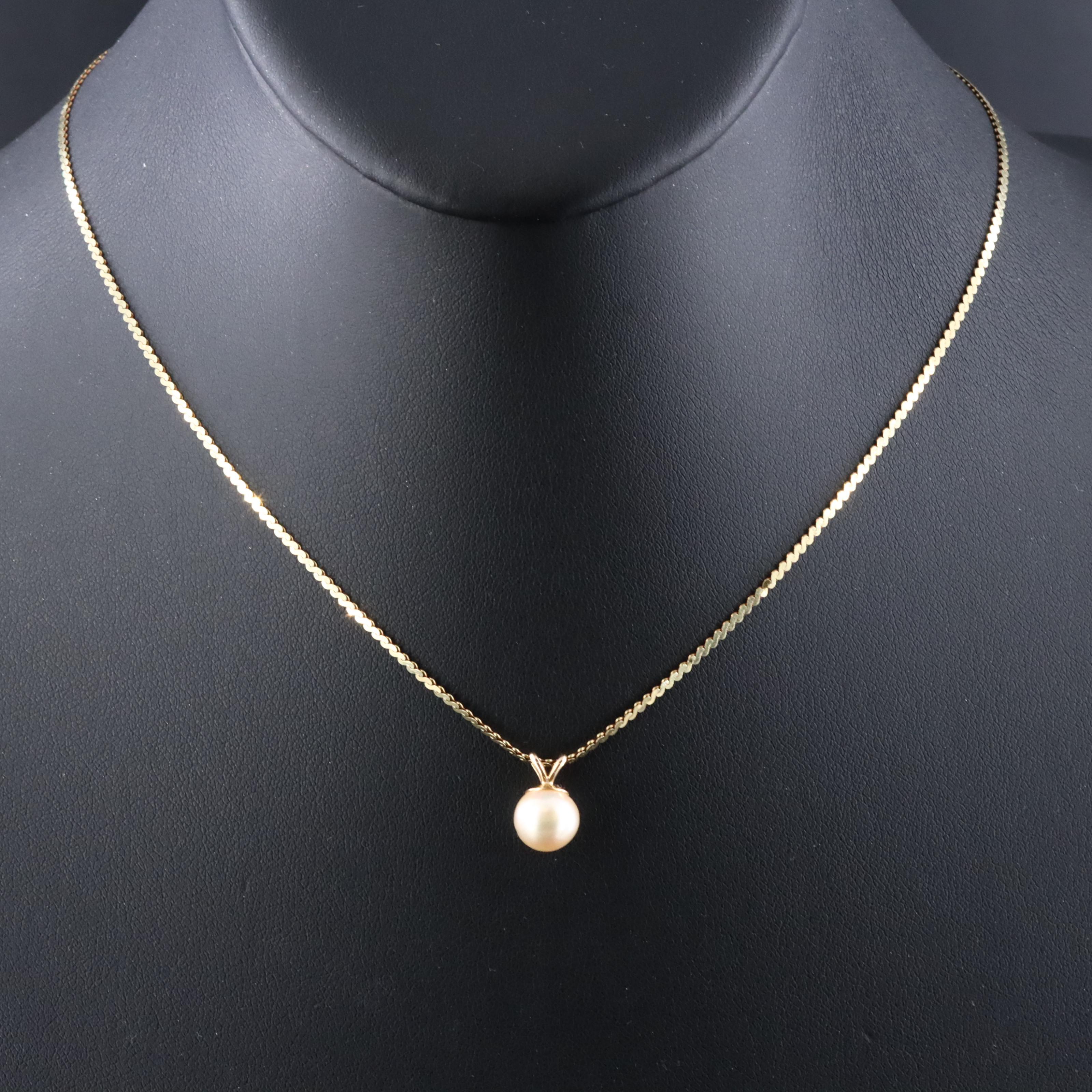 14K Pearl Pendant Necklace