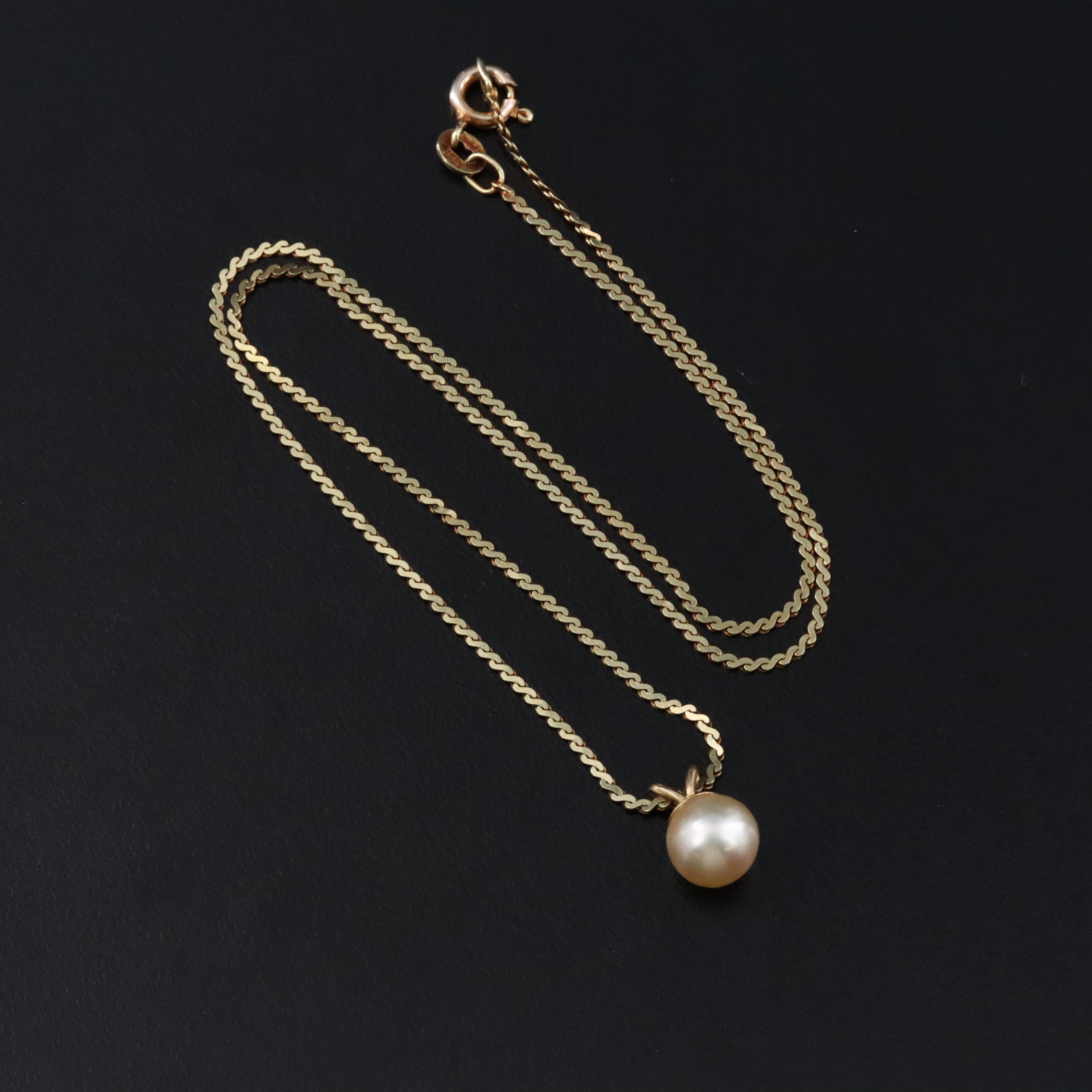 14K Pearl Pendant Necklace