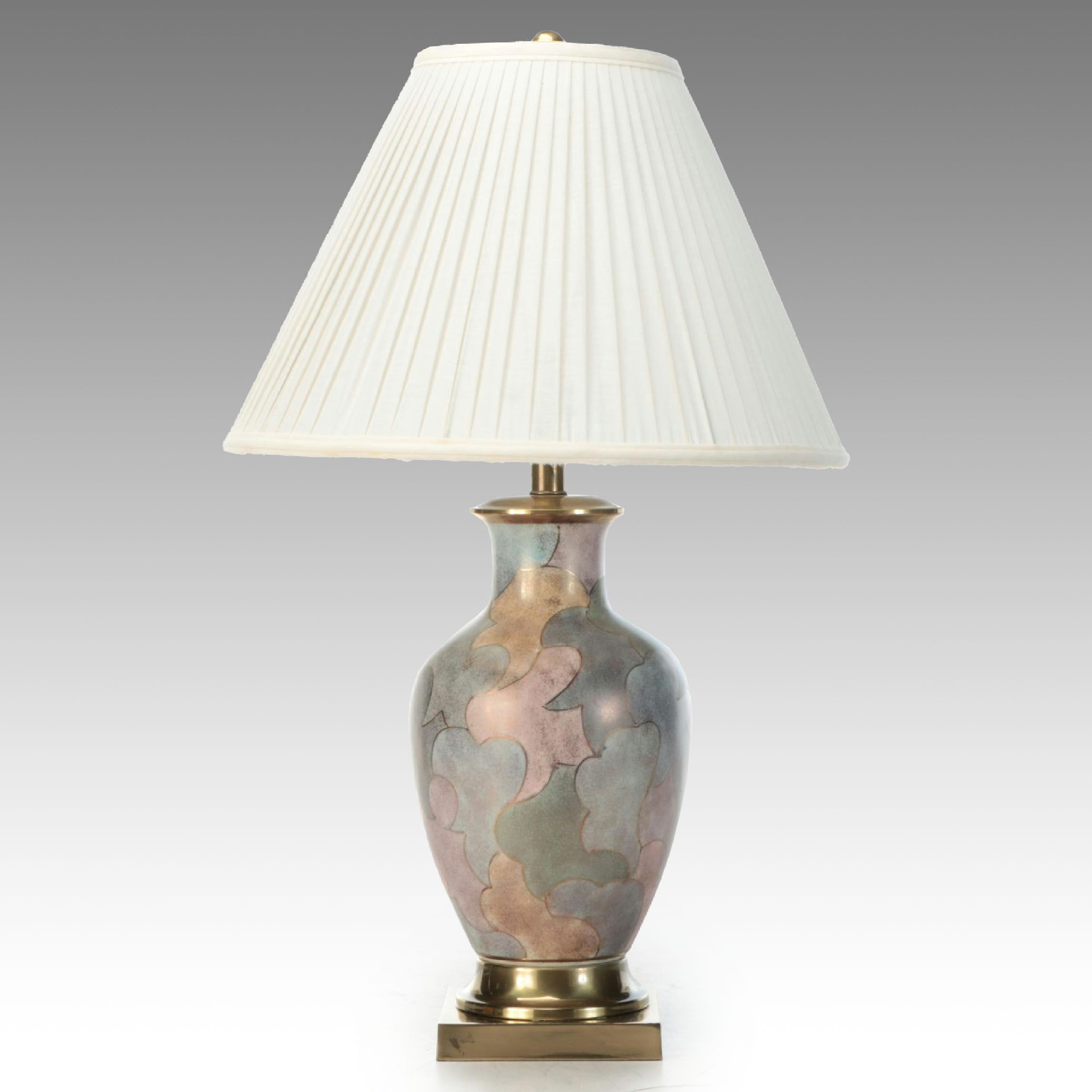 Frederick Cooper Multicolor Pastel Ceramic and Brass Table Lamp