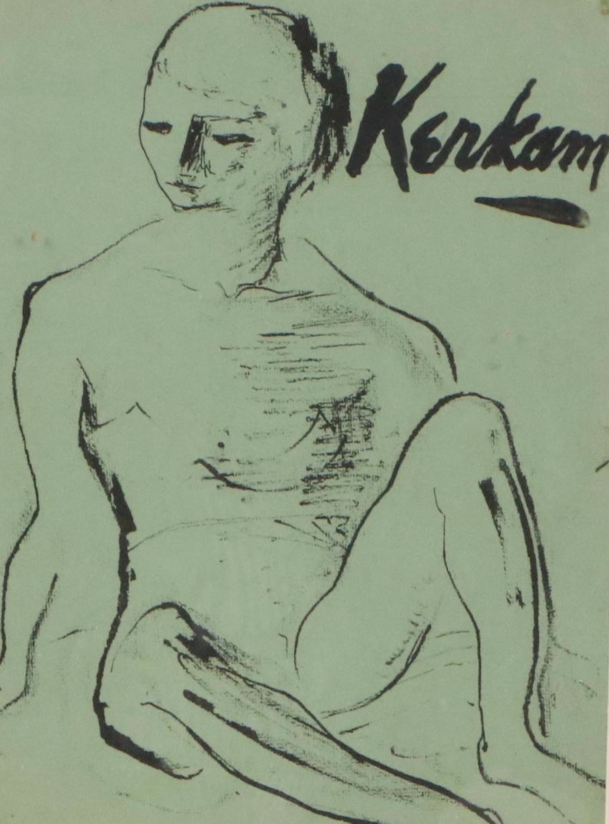 Earl Kerkam Lithograph of Stylized Nude Figure, Early to Mid-20th Century