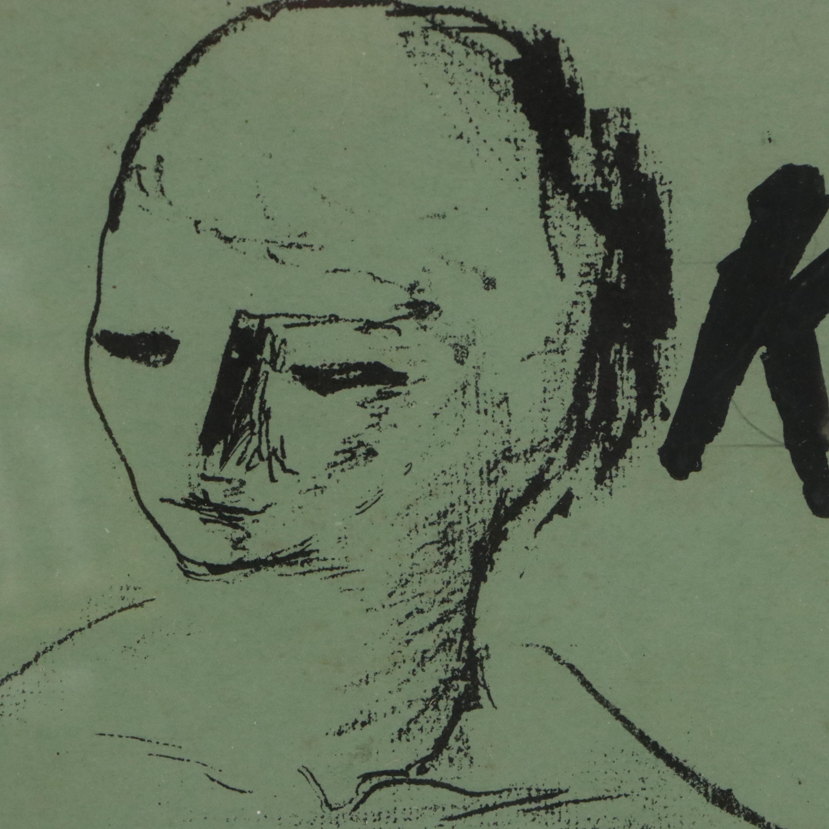 Earl Kerkam Lithograph of Stylized Nude Figure, Early to Mid-20th Century