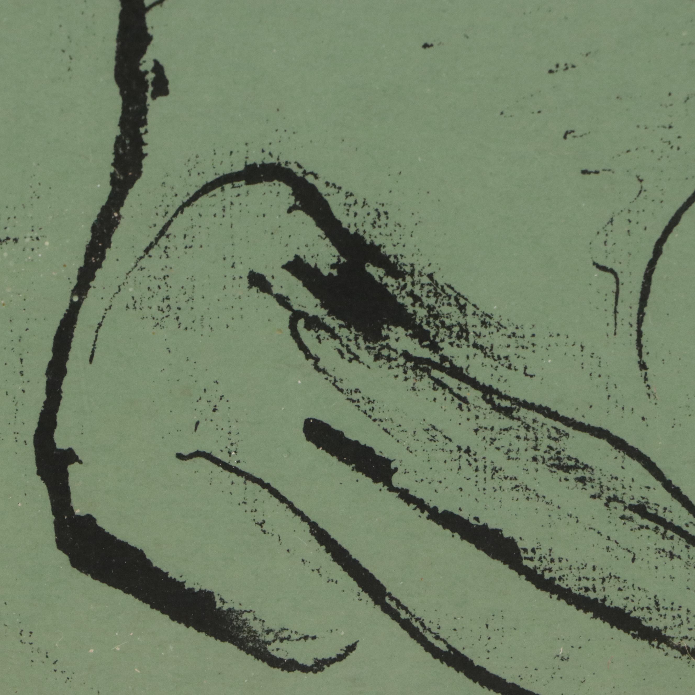 Earl Kerkam Lithograph of Stylized Nude Figure, Early to Mid-20th Century