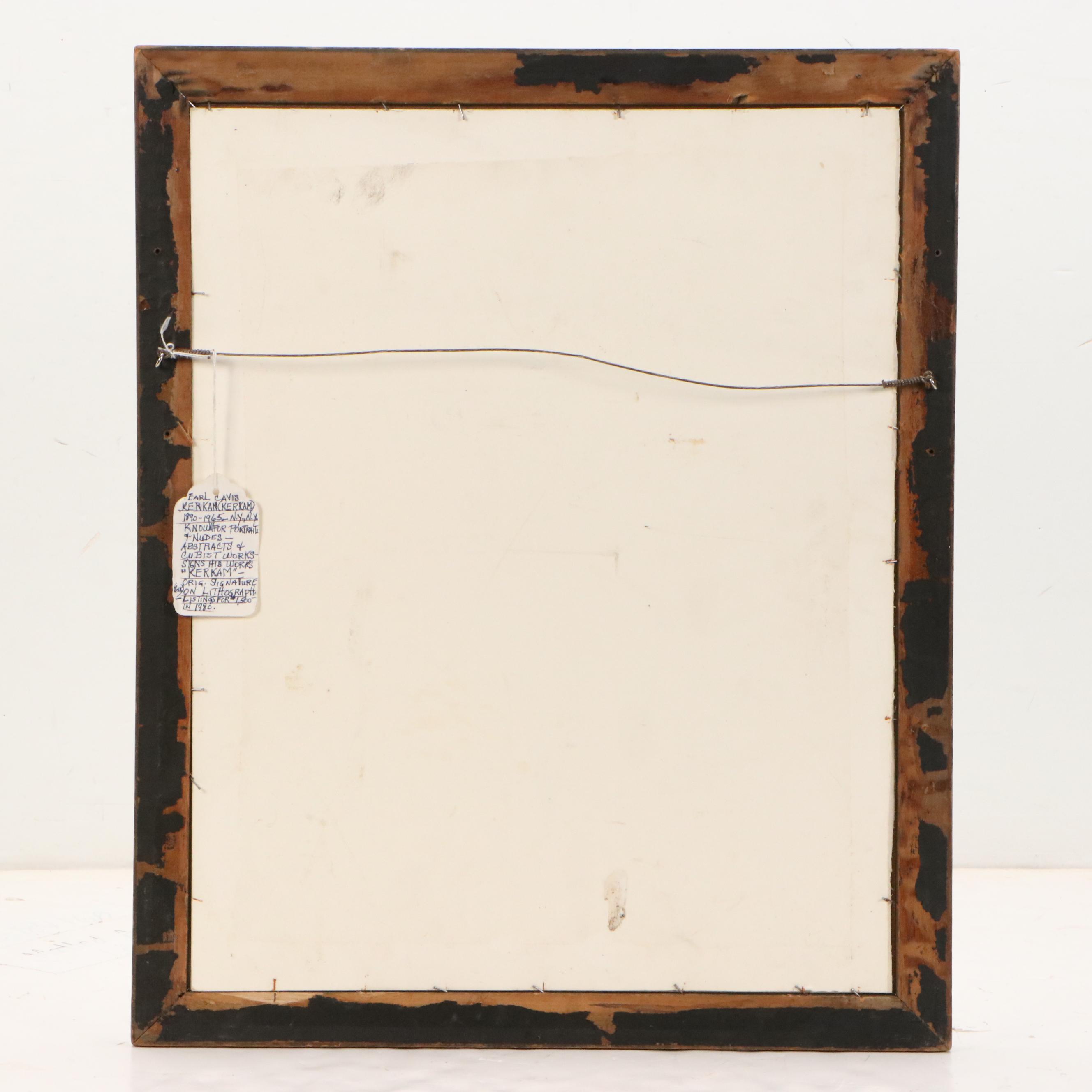 Earl Kerkam Lithograph of Stylized Nude Figure, Early to Mid-20th Century