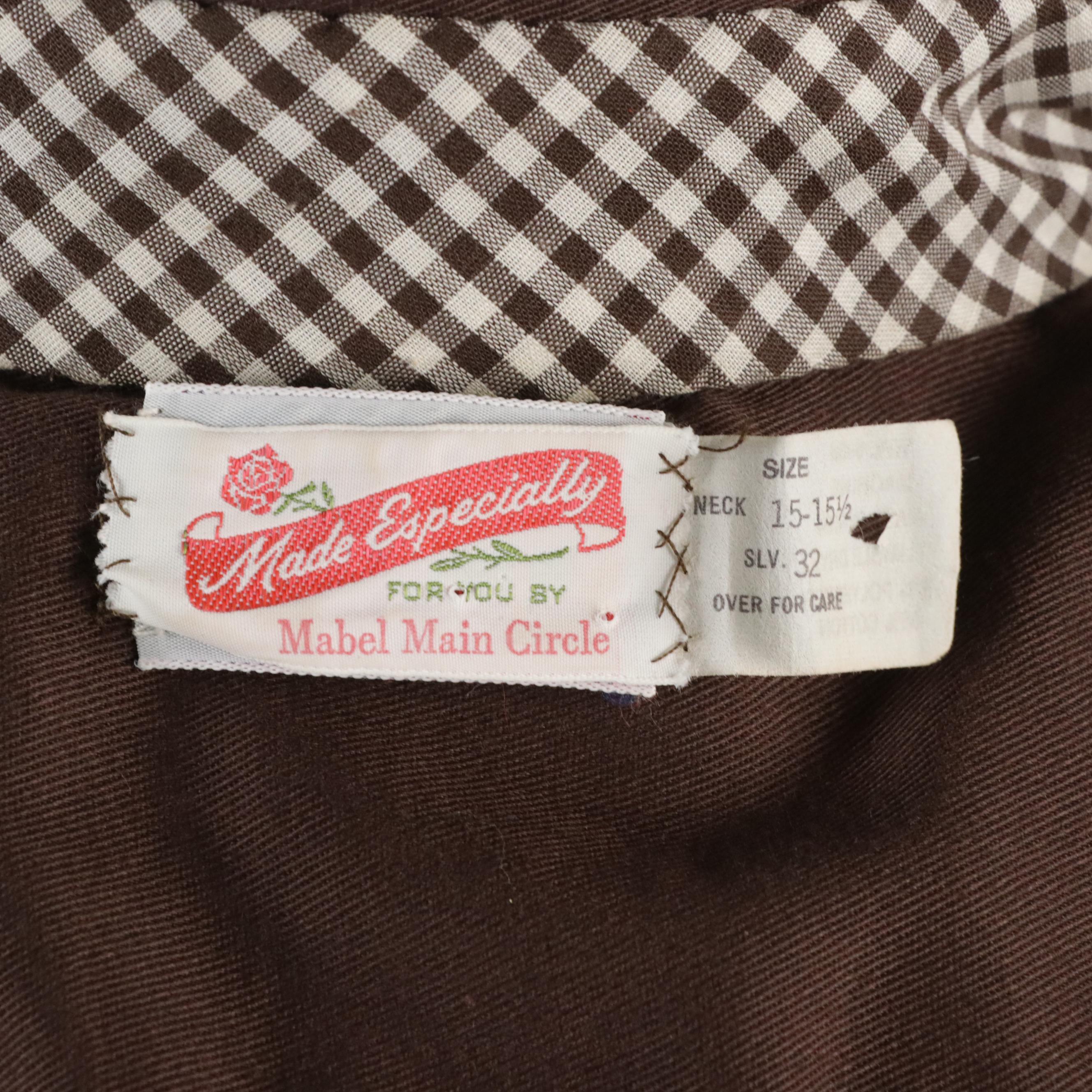 Men's Vintage Brown Cotton Western Shirt with Sunflower Appliqués