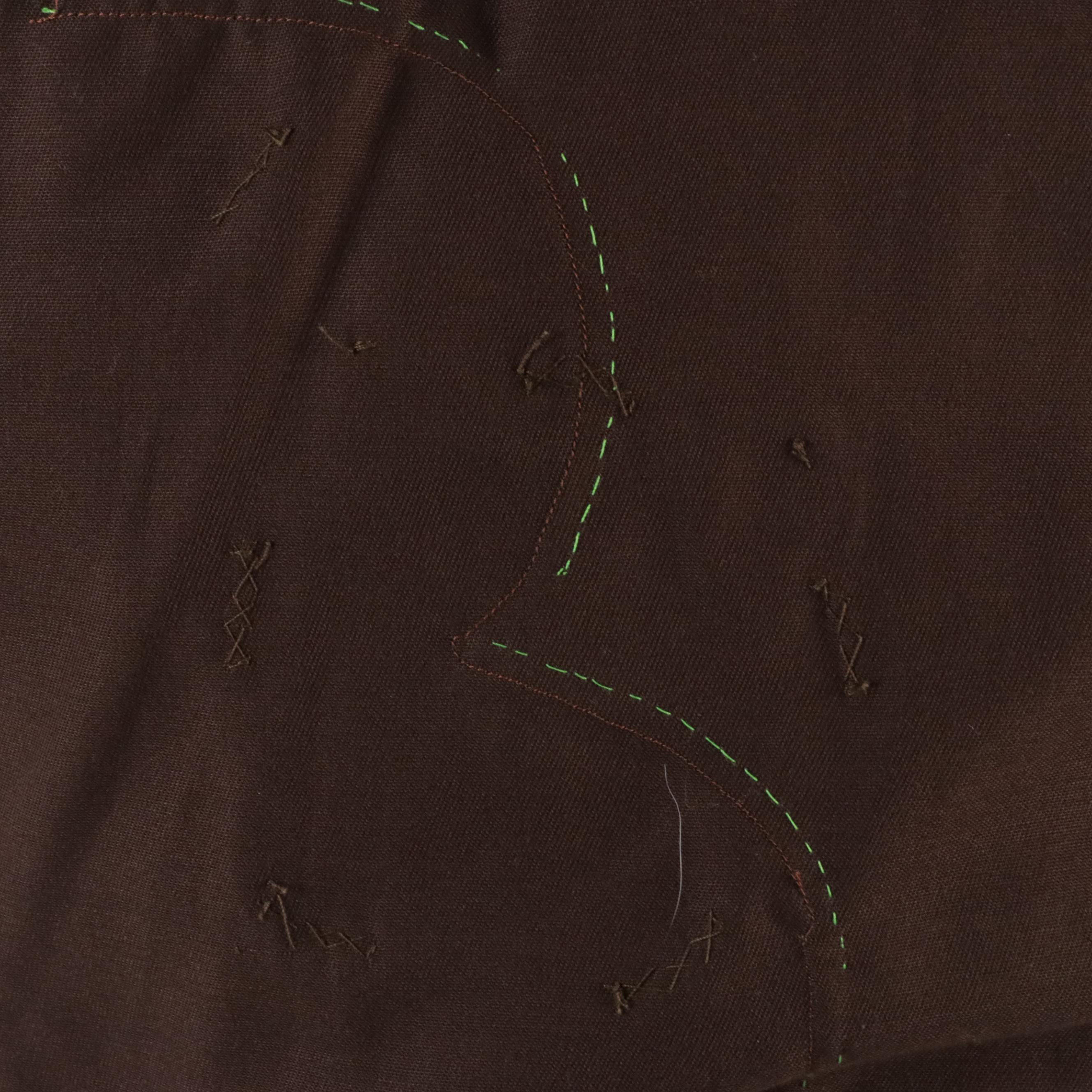 Men's Vintage Brown Cotton Western Shirt with Sunflower Appliqués