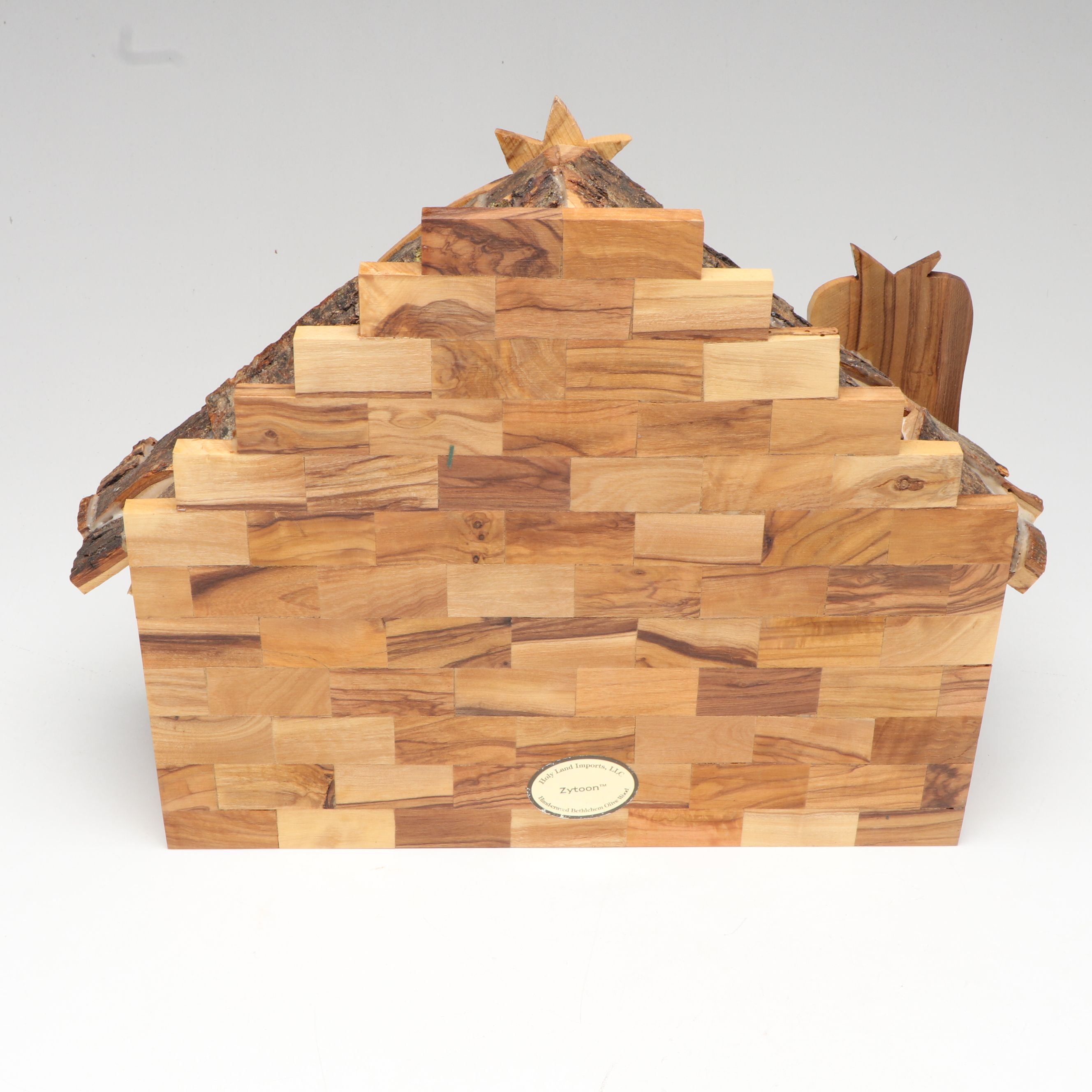 Handcrafted Olivewood and Bark Nativity Set