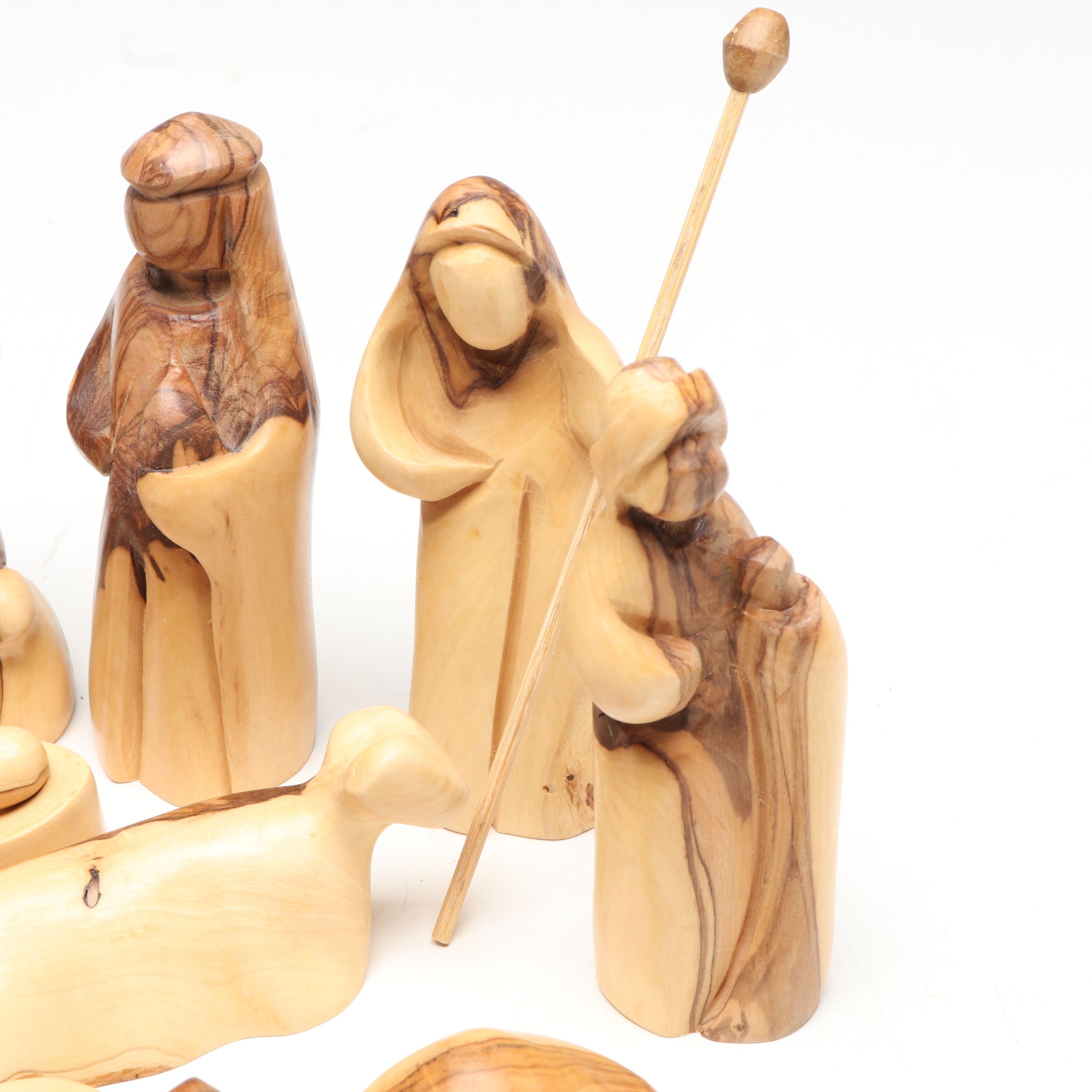 Handcrafted Olivewood and Bark Nativity Set