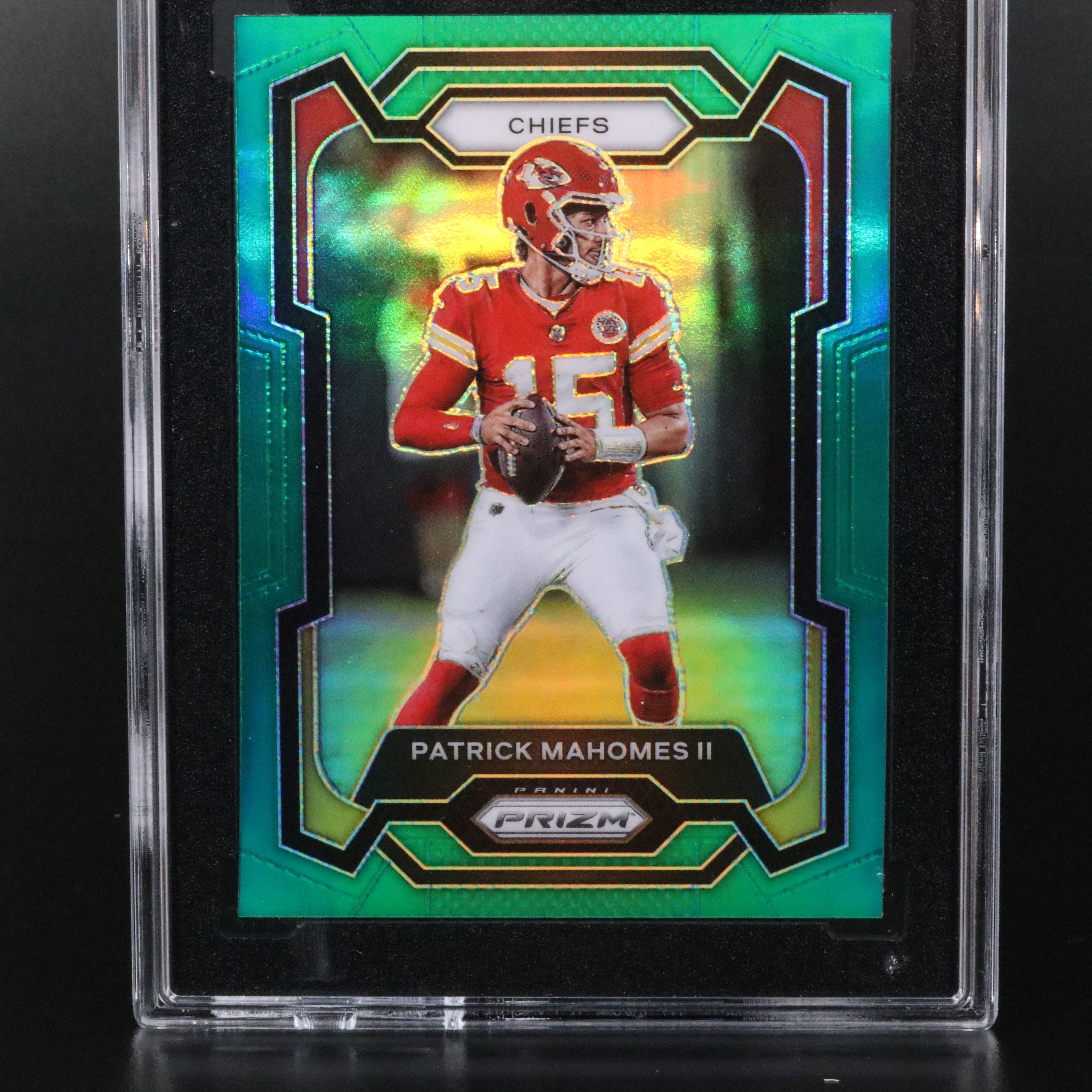 2023 Prizm Patrick Mahomes Green Prizm Football Card Graded SGC 10