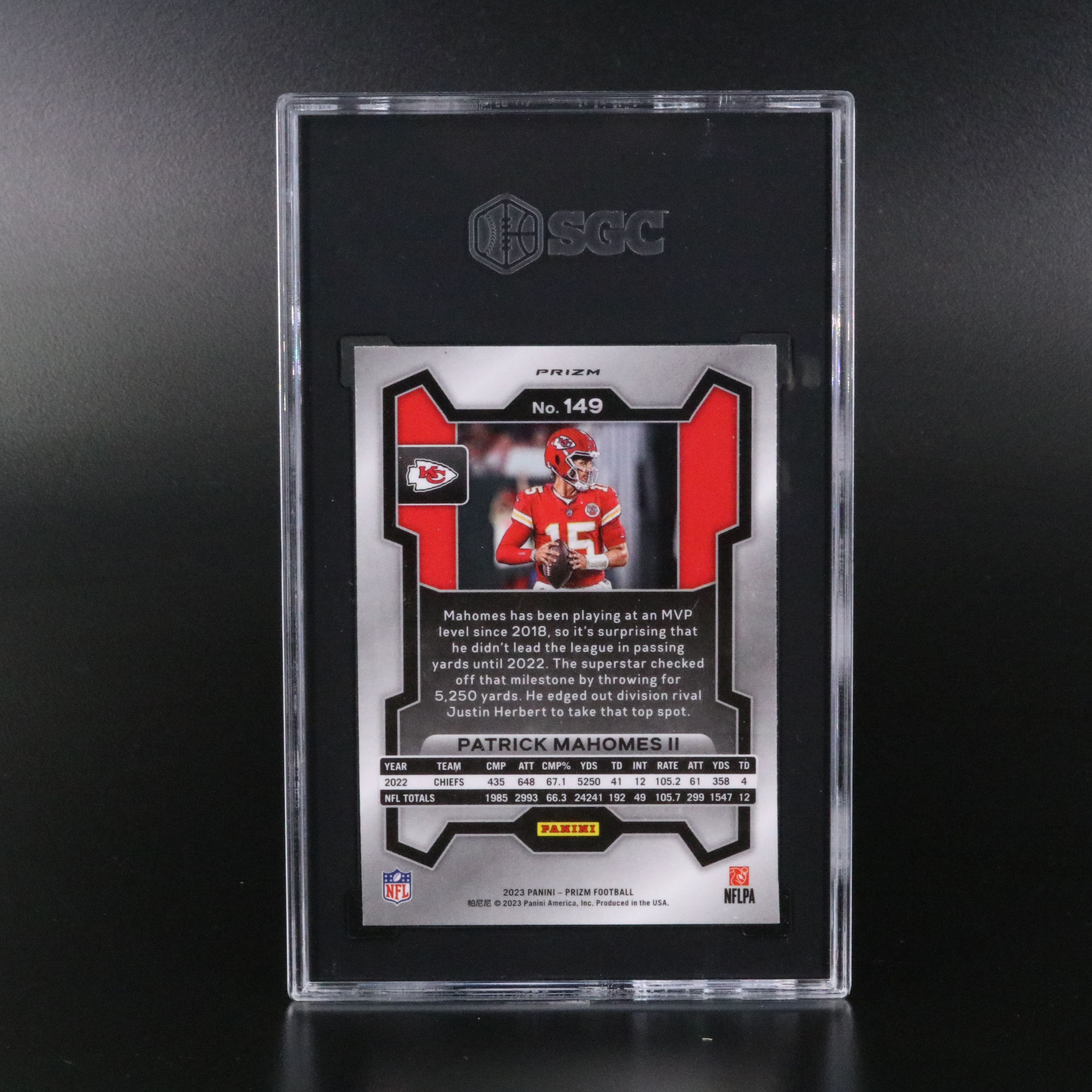 2023 Prizm Patrick Mahomes Green Prizm Football Card Graded SGC 10