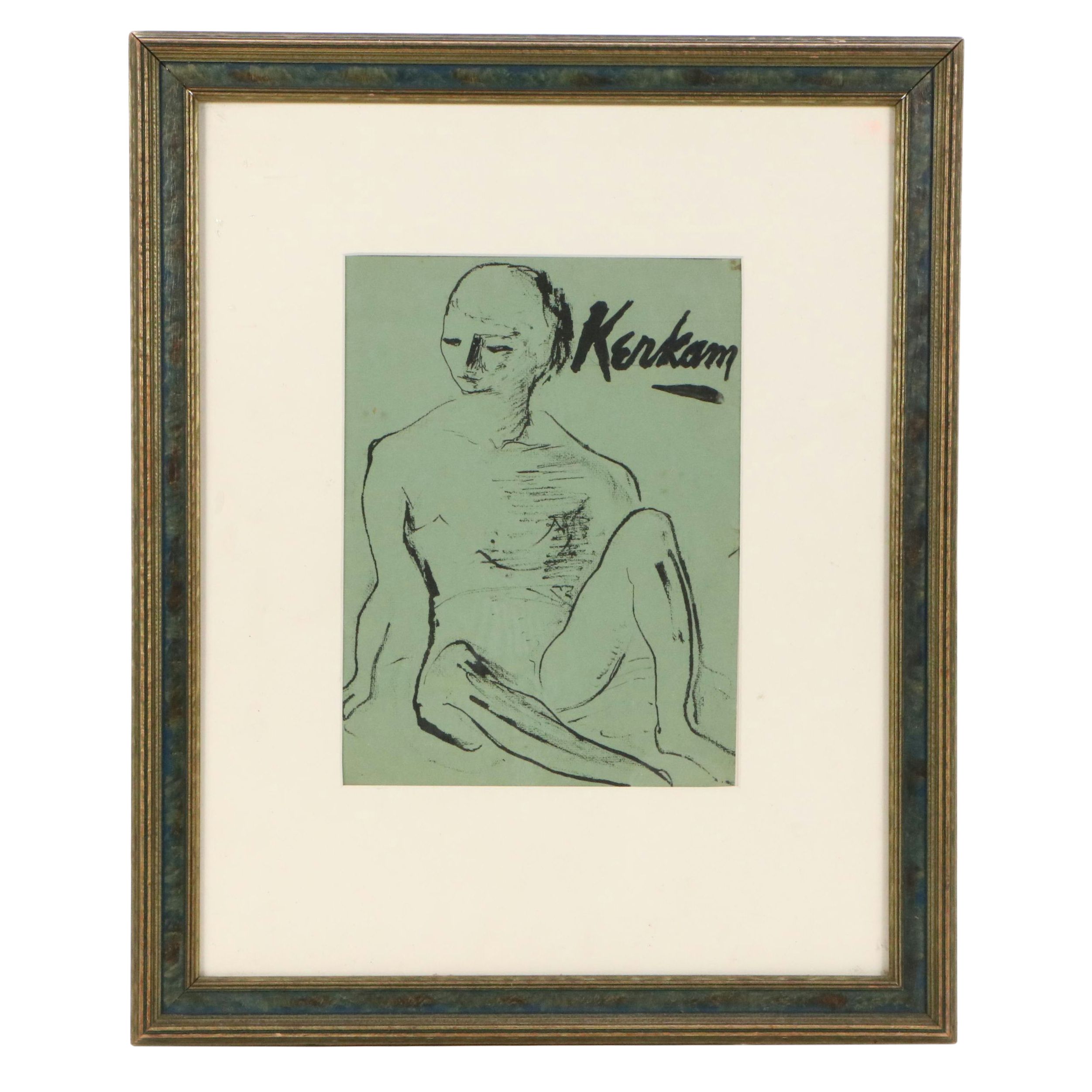 Earl Kerkam Lithograph of Stylized Nude Figure, Early to Mid-20th Century