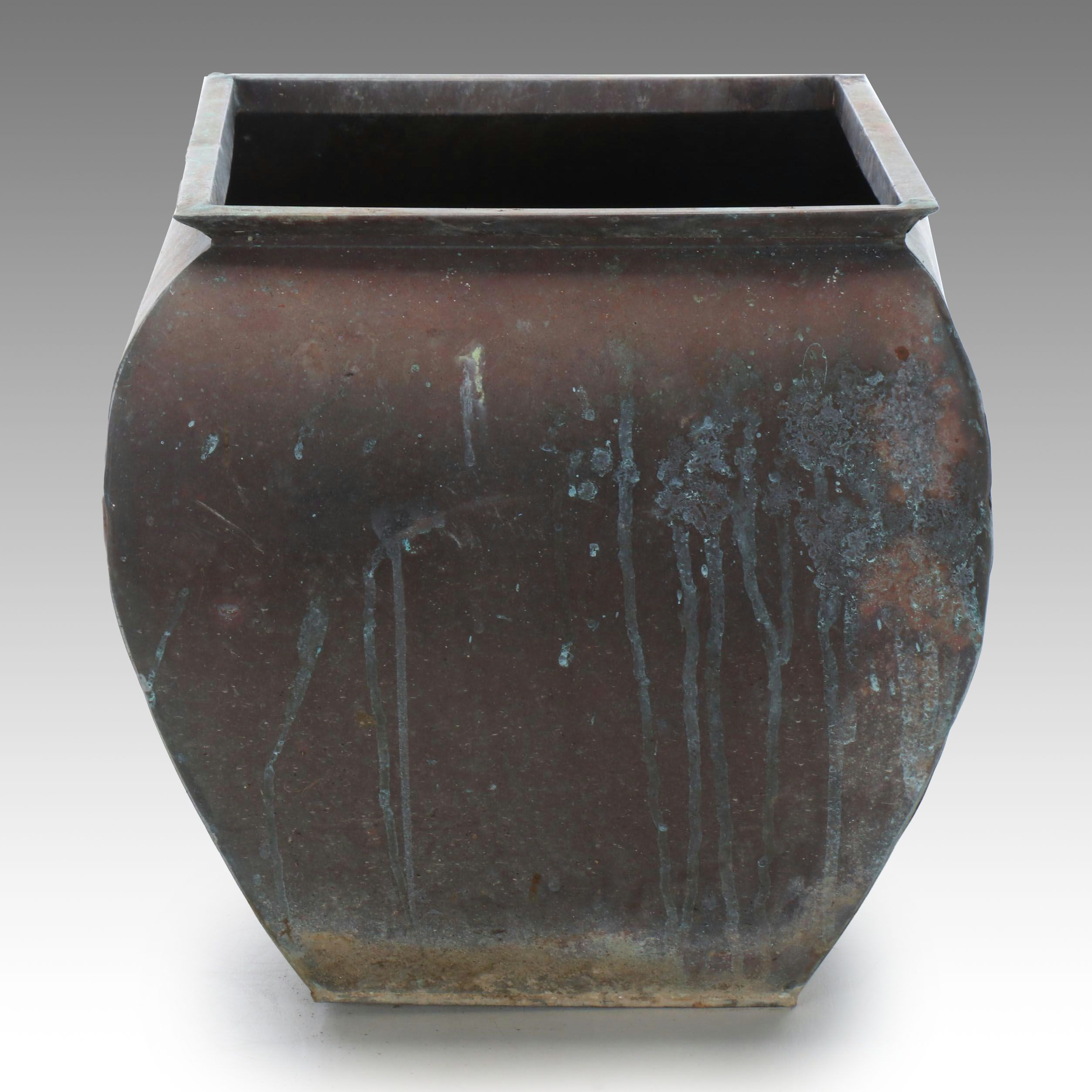 Patinated Metal Planter