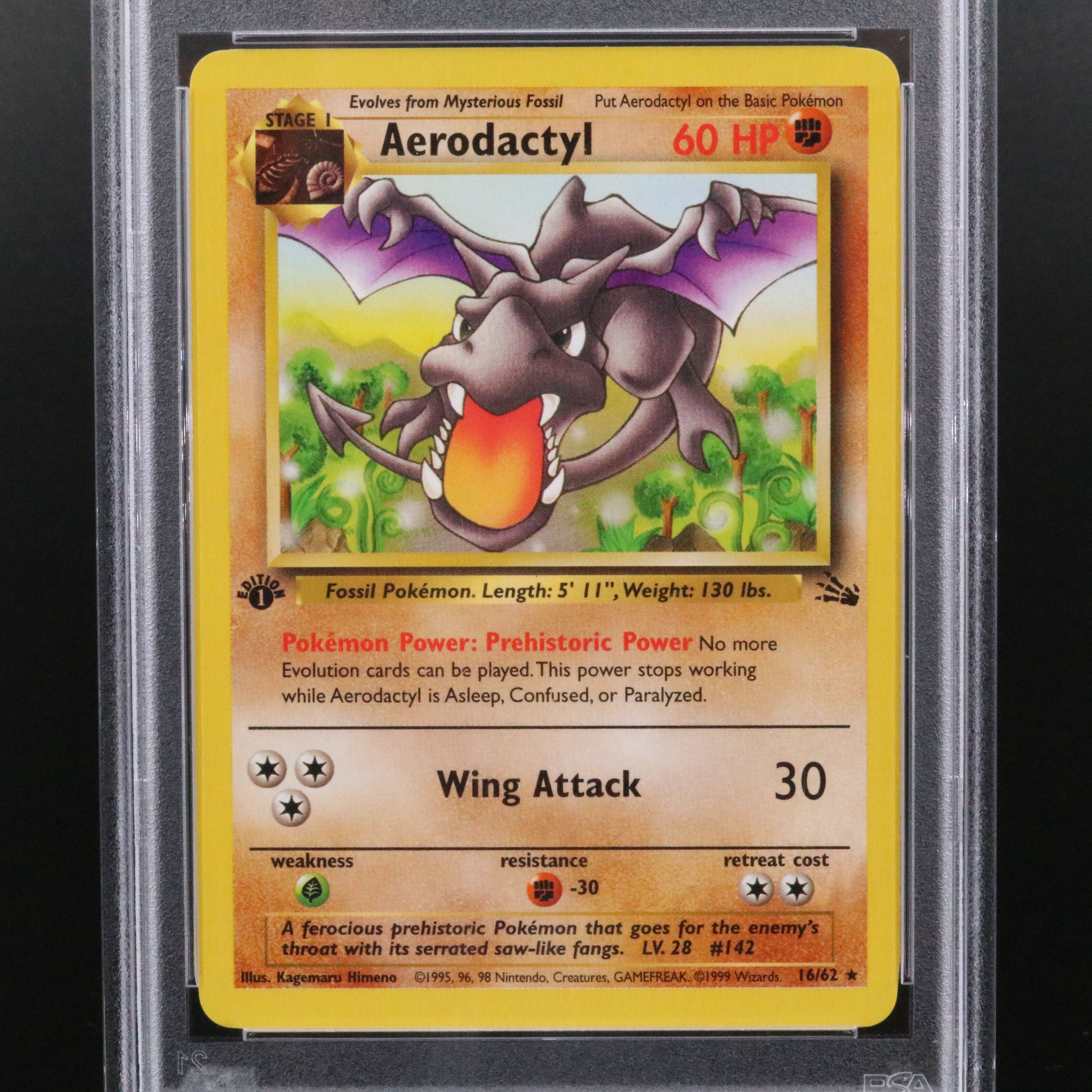 Fossil Aerodactyl 1st Edition Pokémon Card Graded PSA 9
