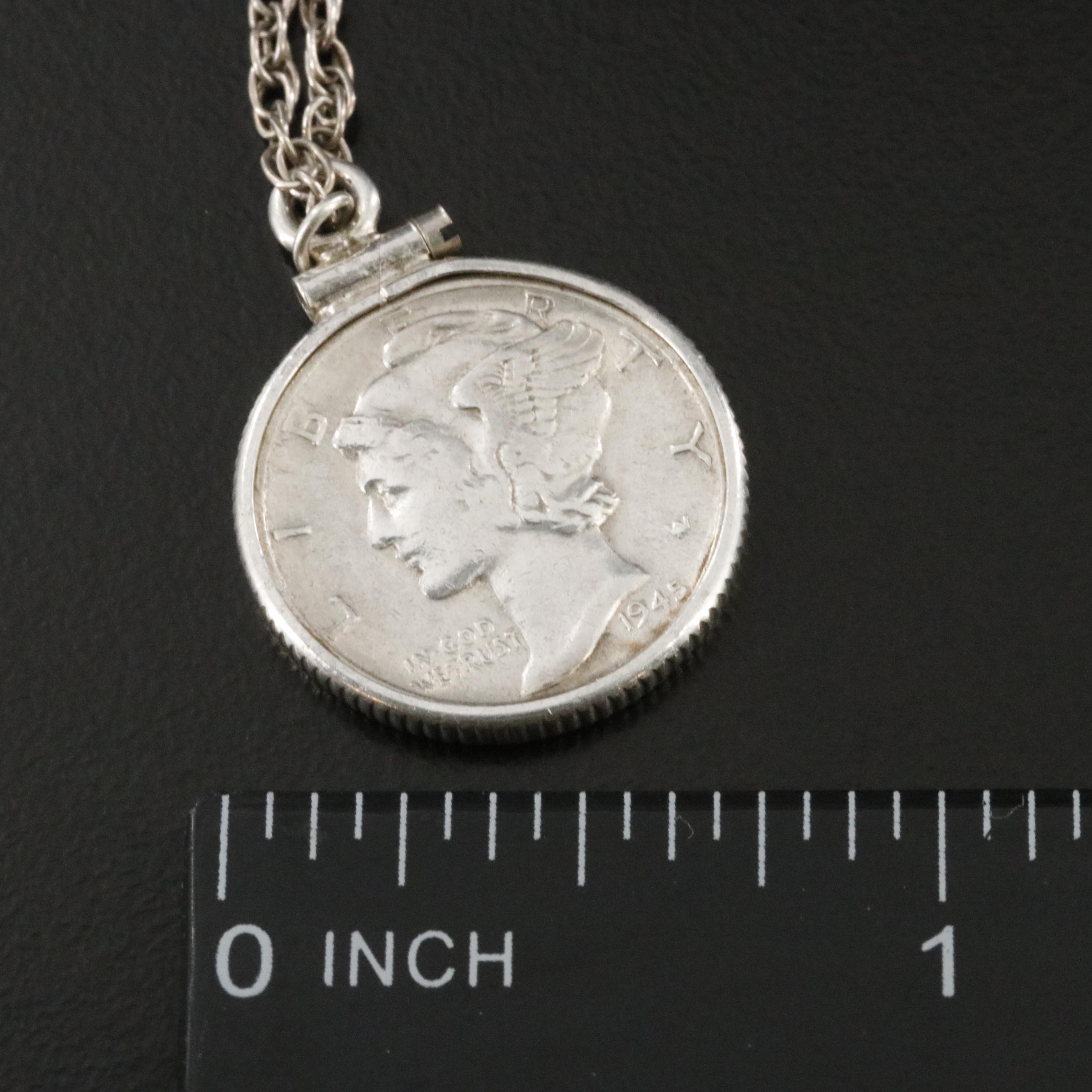 Sterling Necklace with 1945 Mercury Dime