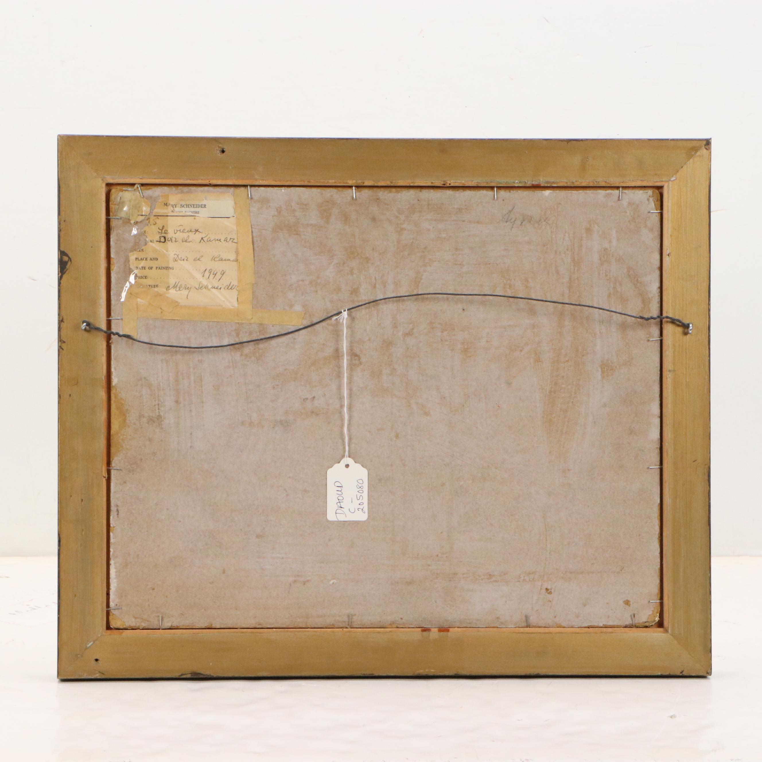 Mary Schneider Oil Painting of Spanish Style Villa, 1949