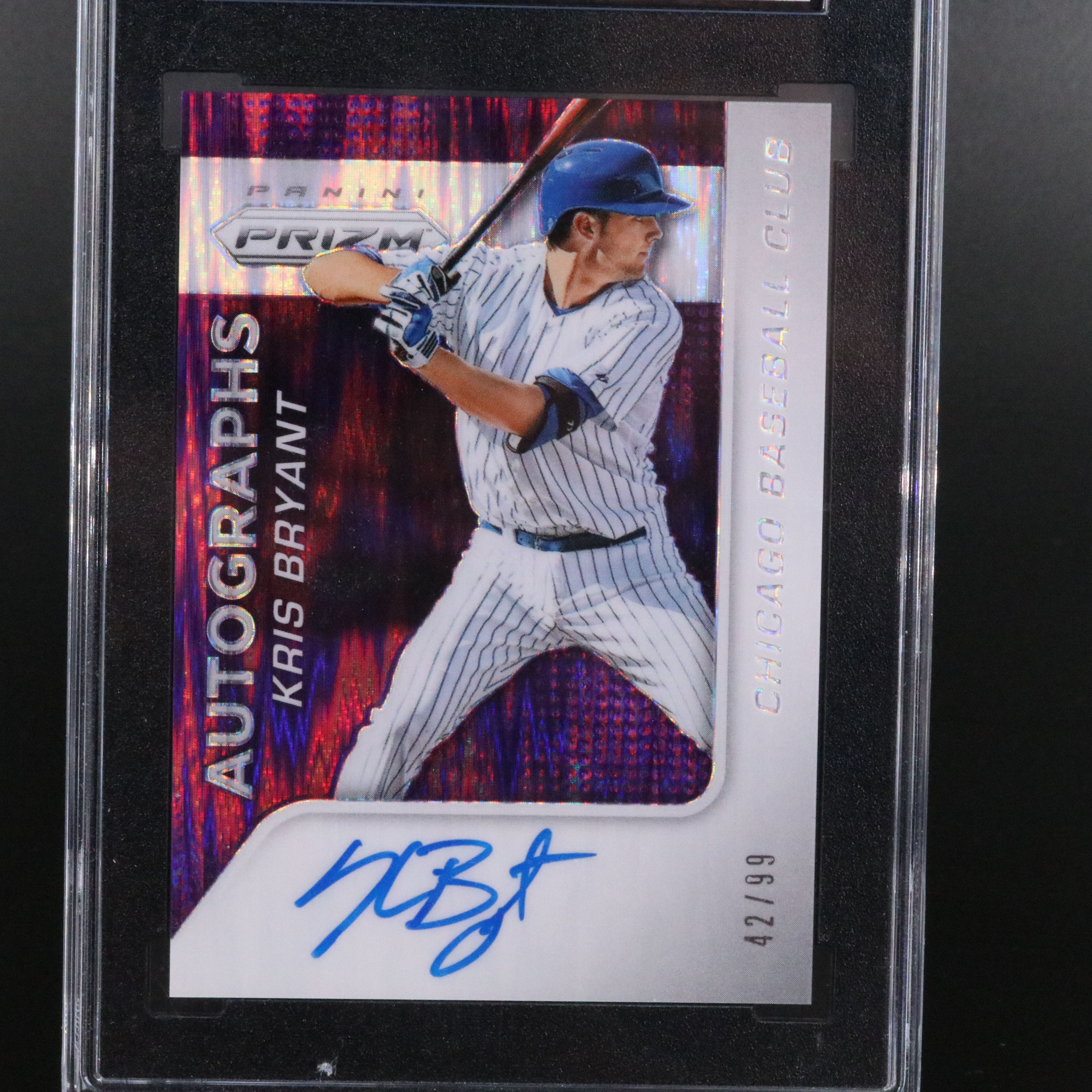 2015 Prizm Kris Bryant Purple Flash Prizm Signed Card No. 42/99 Graded SGC 9