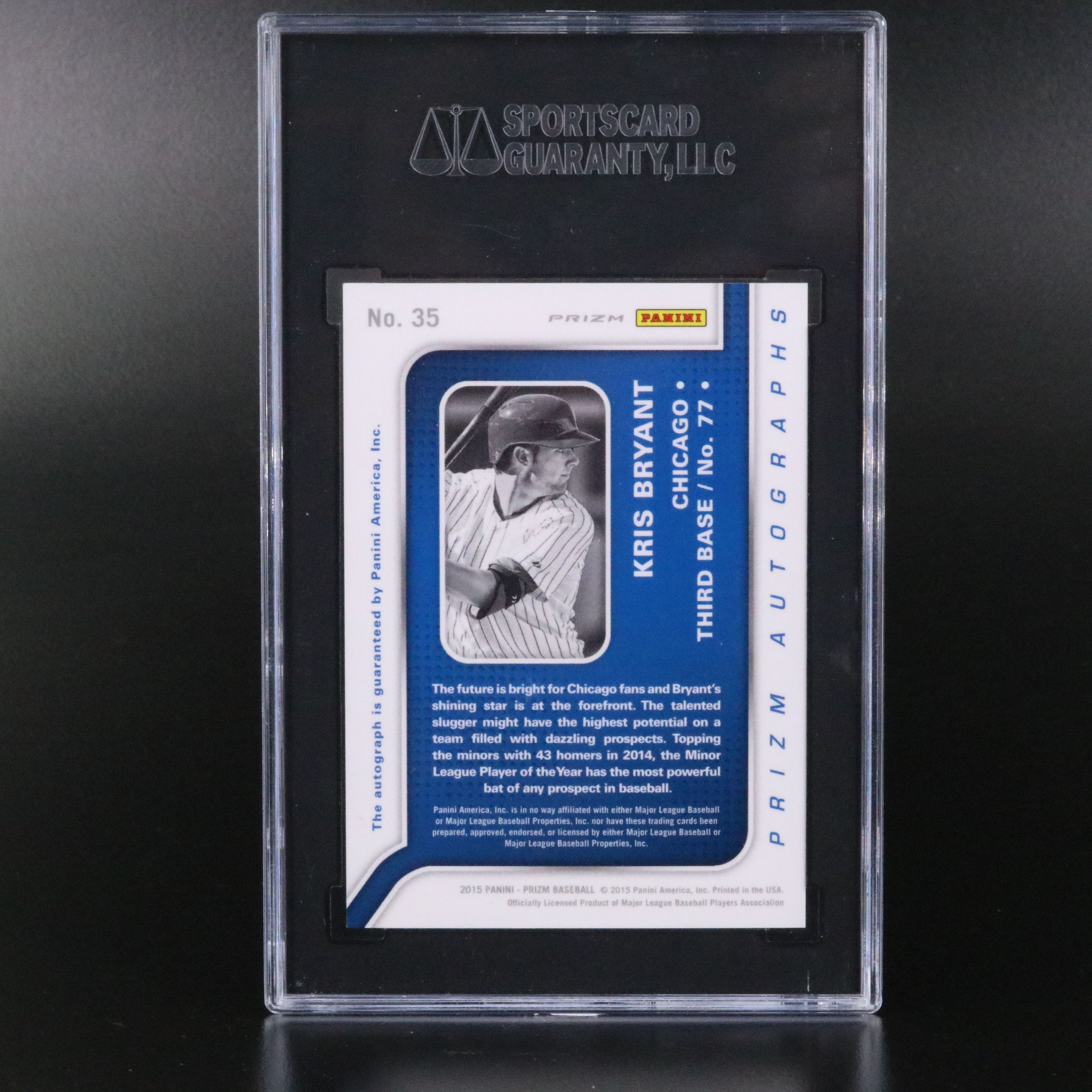 2015 Prizm Kris Bryant Purple Flash Prizm Signed Card No. 42/99 Graded SGC 9