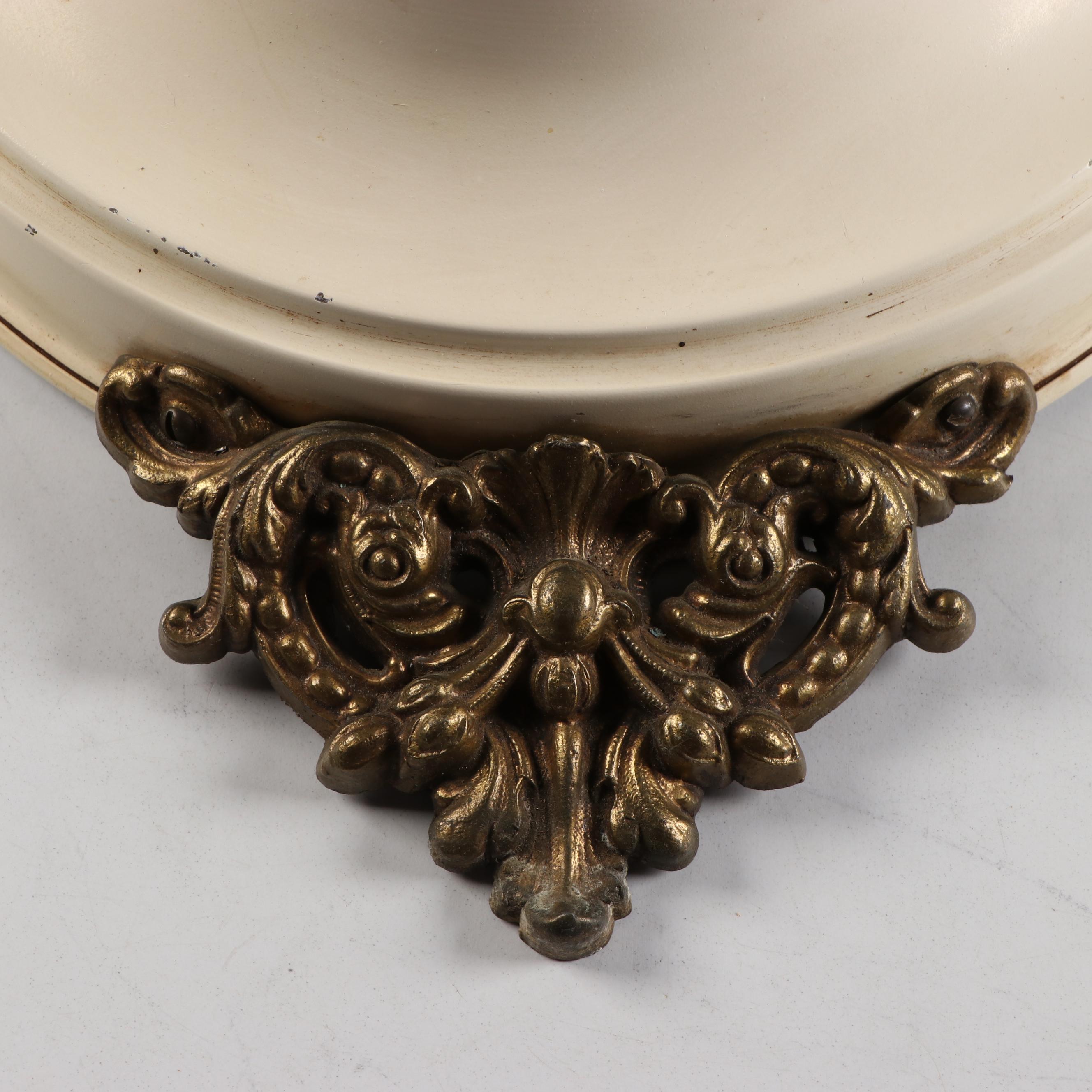 Vintage Artco Enamel and Brass Finish 8 Day Wall Clock