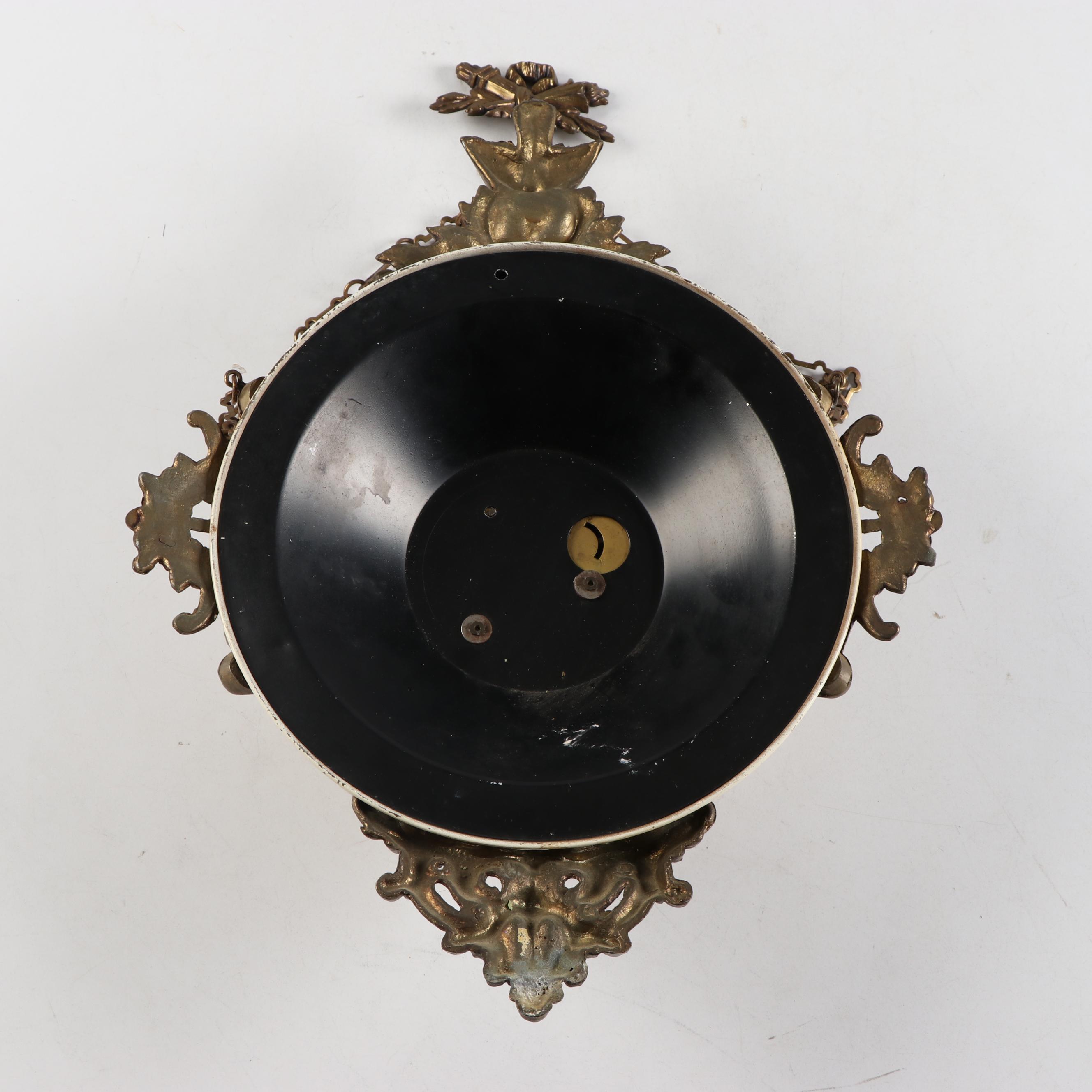 Vintage Artco Enamel and Brass Finish 8 Day Wall Clock