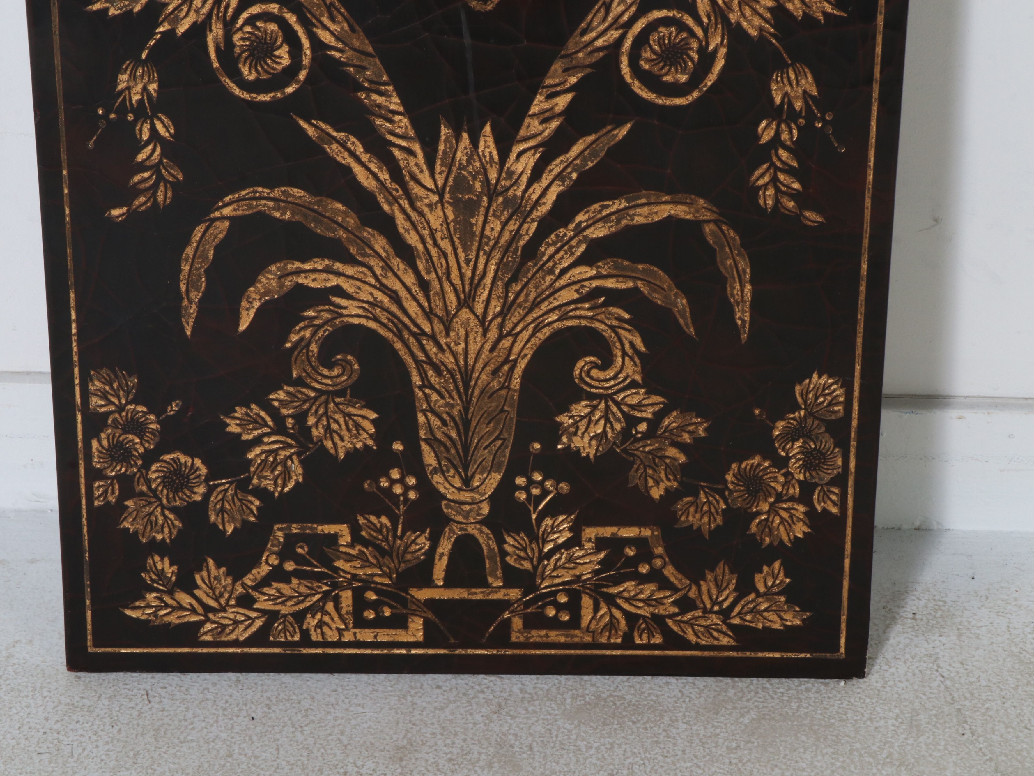 French Chinoiserie Style Black and Gold Hanging Panel