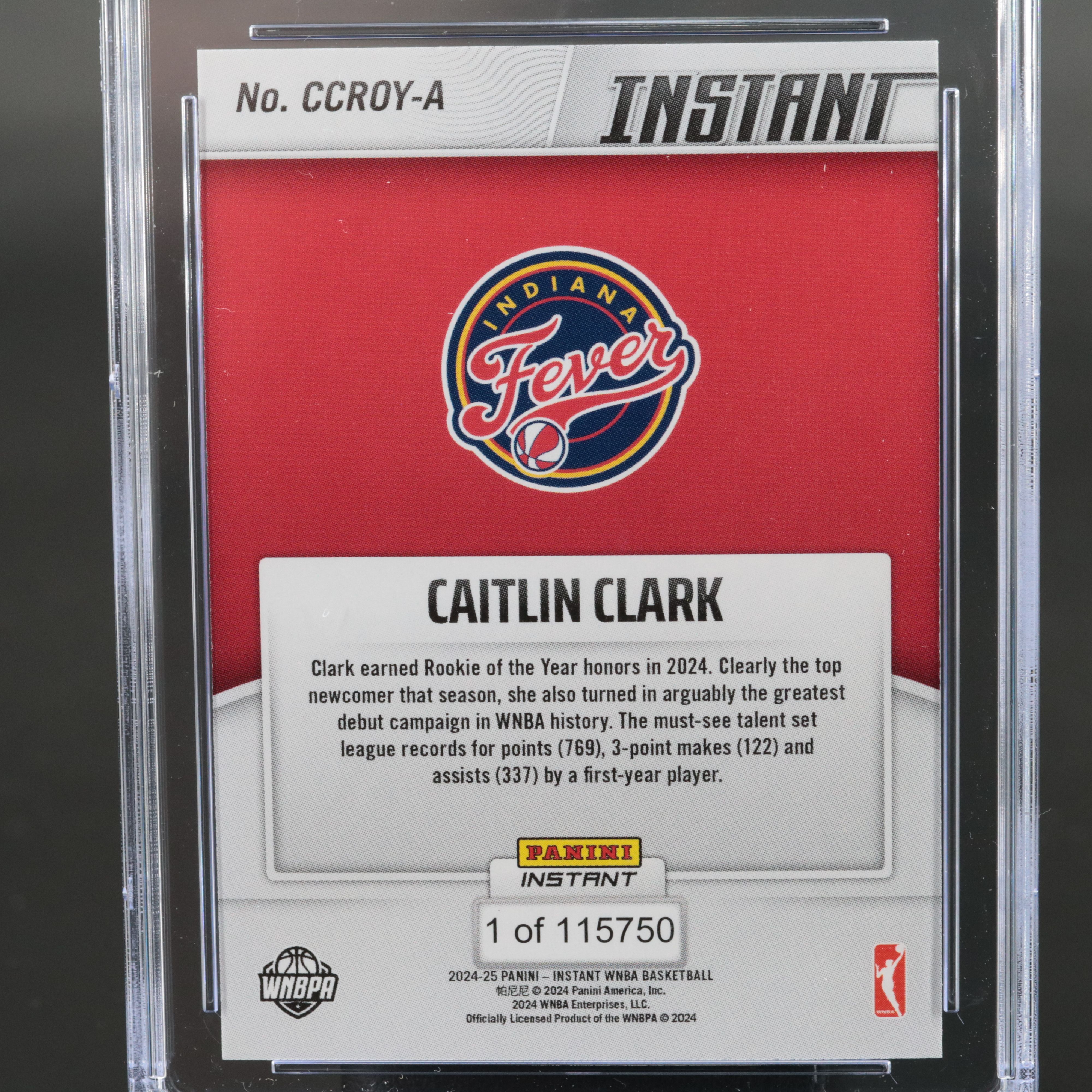 2024-25 Panini Instant Caitlin Clark Rookie of the Year Card Graded CGC 10