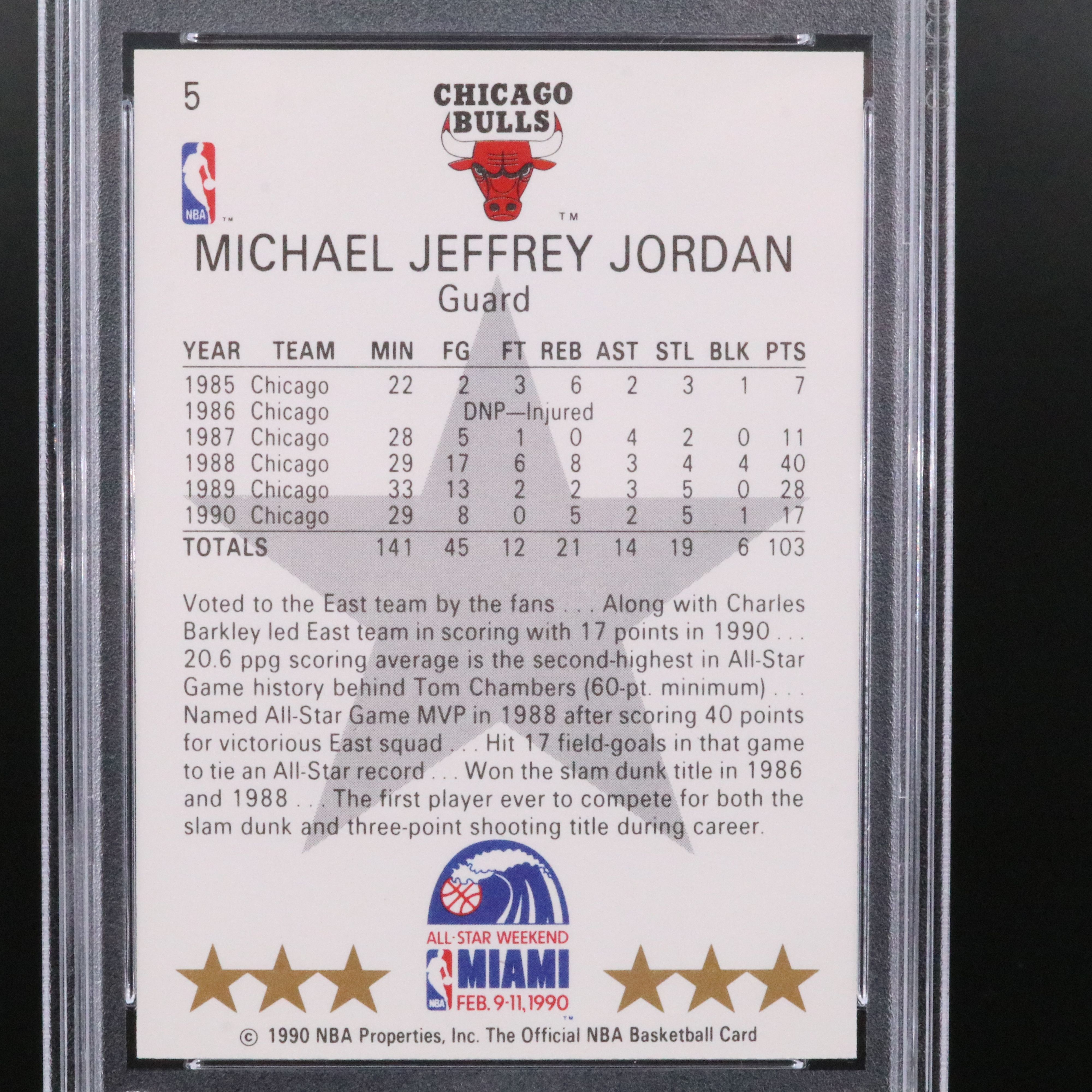 1990 NBA Hoops Michael Jordan All-Star Basketball Card Graded PSA 9