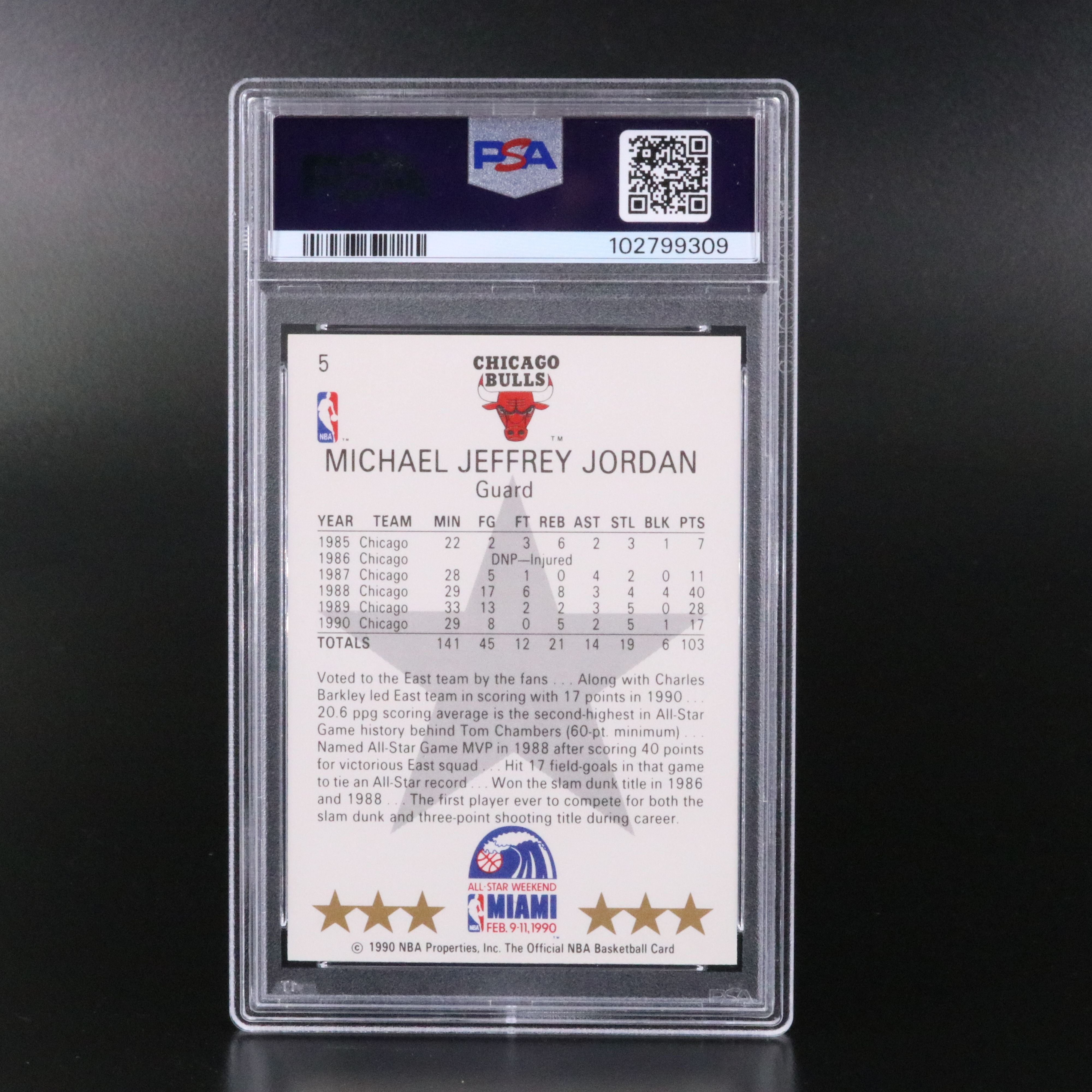 1990 NBA Hoops Michael Jordan All-Star Basketball Card Graded PSA 9