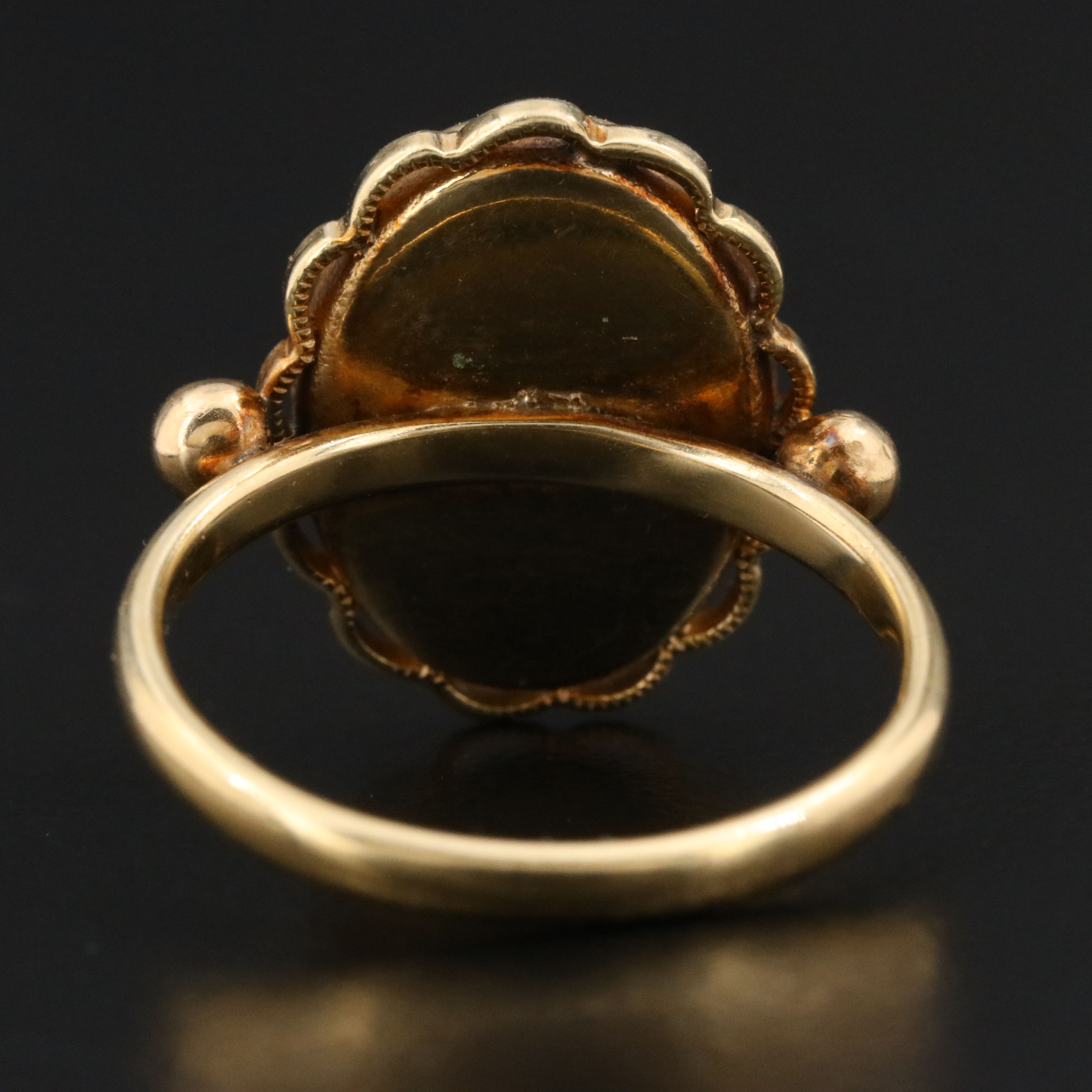 Vintage Krementz 14K Shell Cameo Ring
