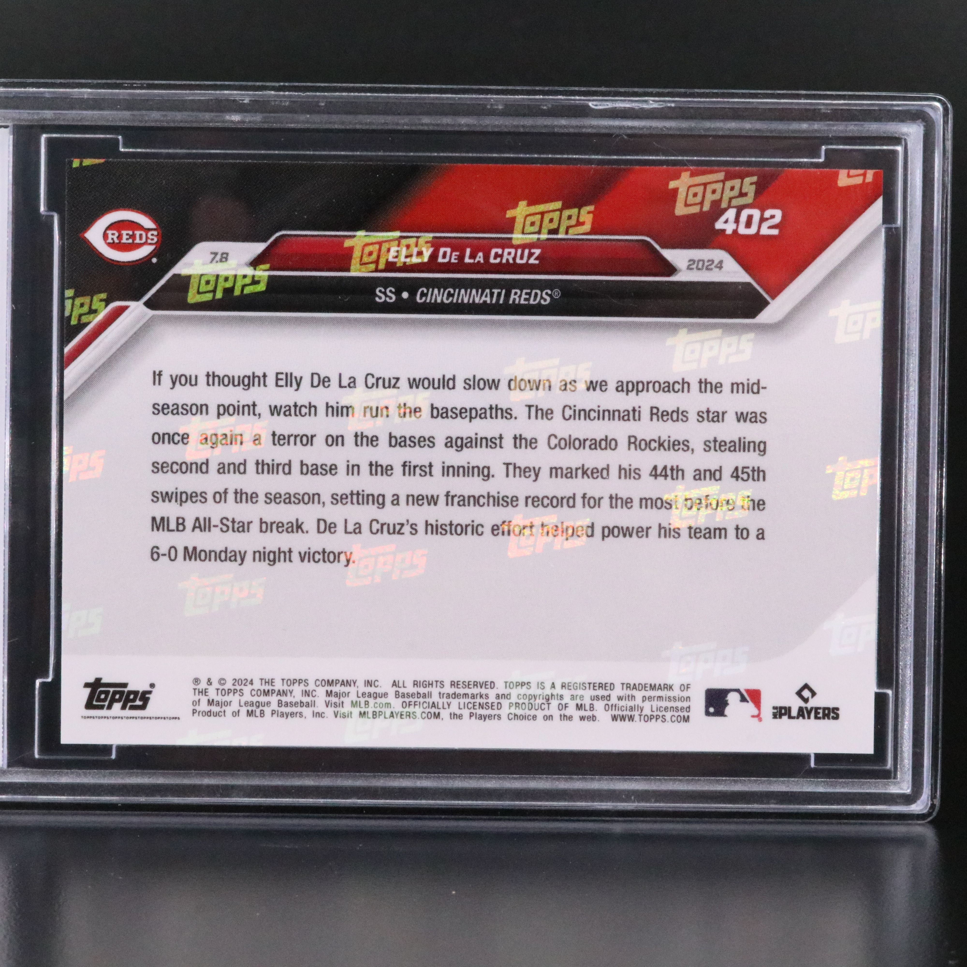 2024 Topps Now Elly De La Cruz Cincinnati Reds Rookie Card Graded BCCG 10