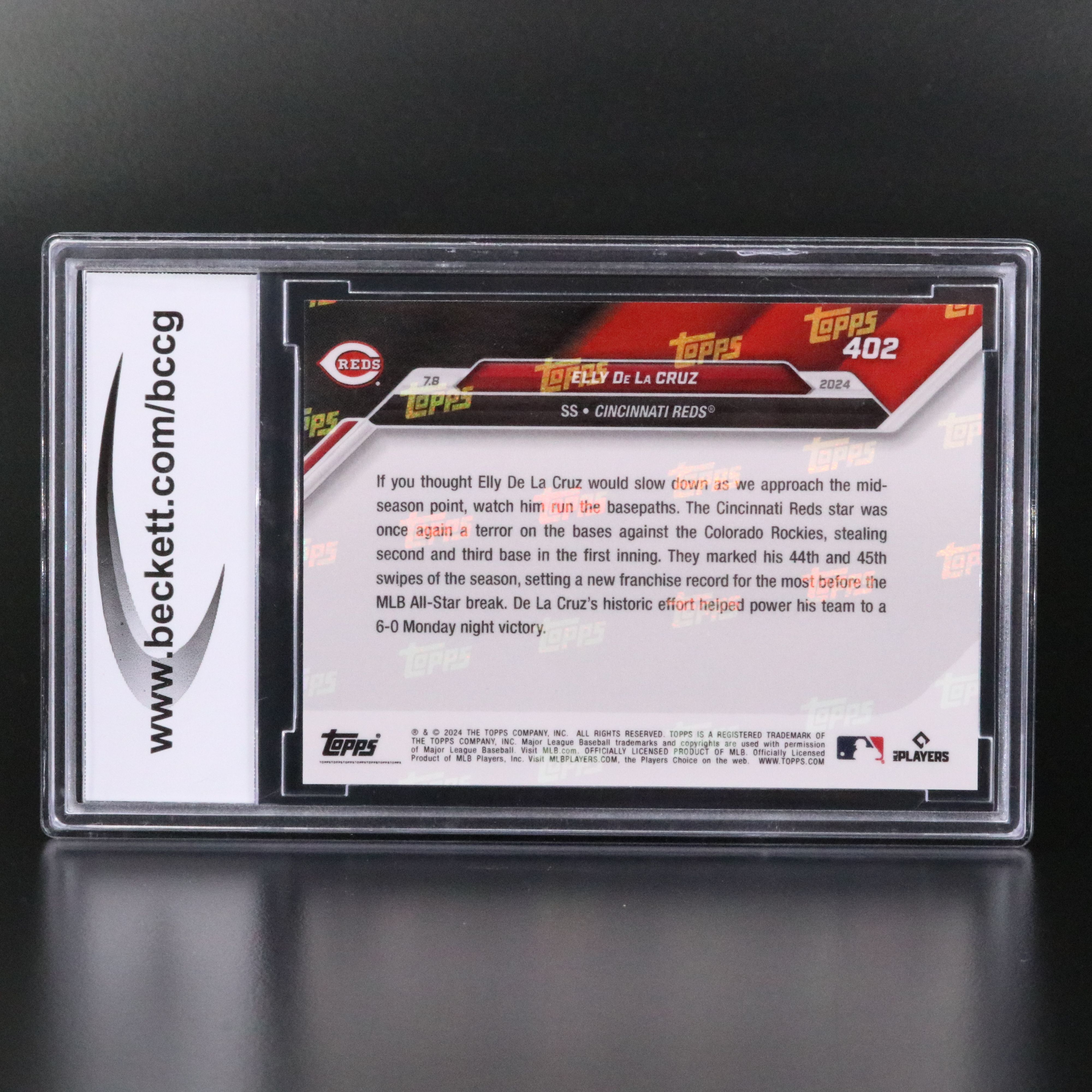 2024 Topps Now Elly De La Cruz Cincinnati Reds Rookie Card Graded BCCG 10