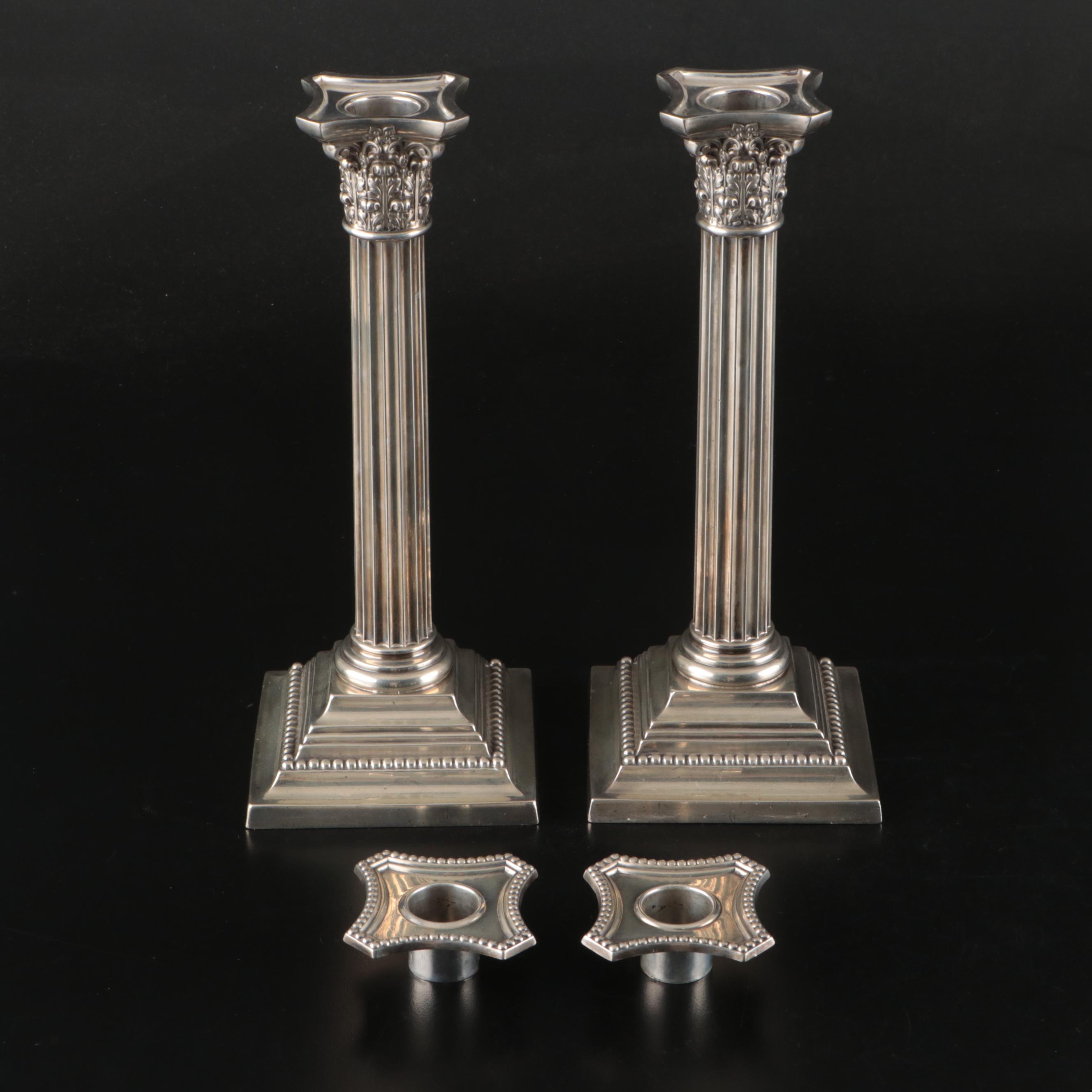 Gorham Sterling Neoclassical Corinthian Column Candlesticks, Early 20th Century