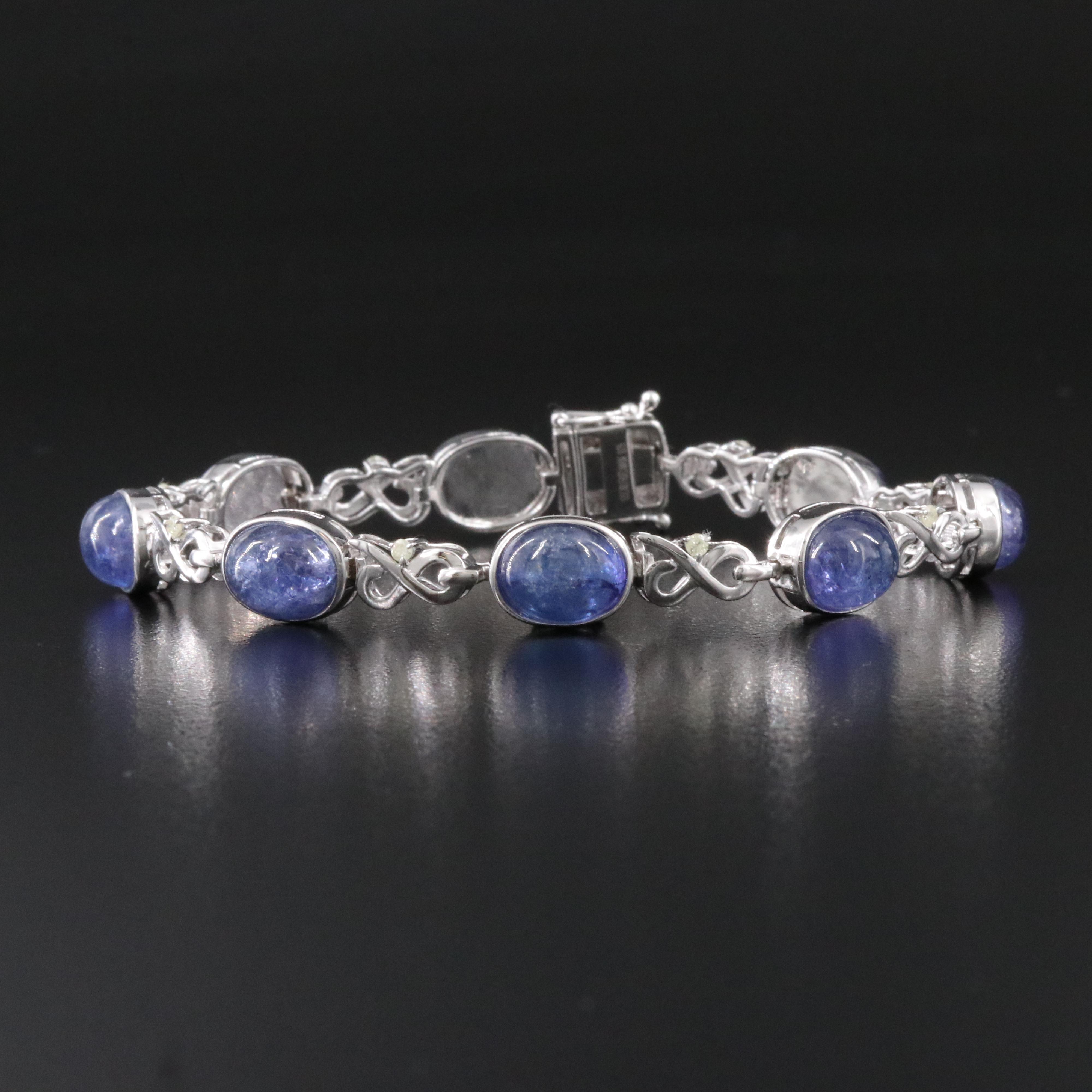 Oscar Friedman Sterling Tanzanite and Diamond Infinity Link Bracelet