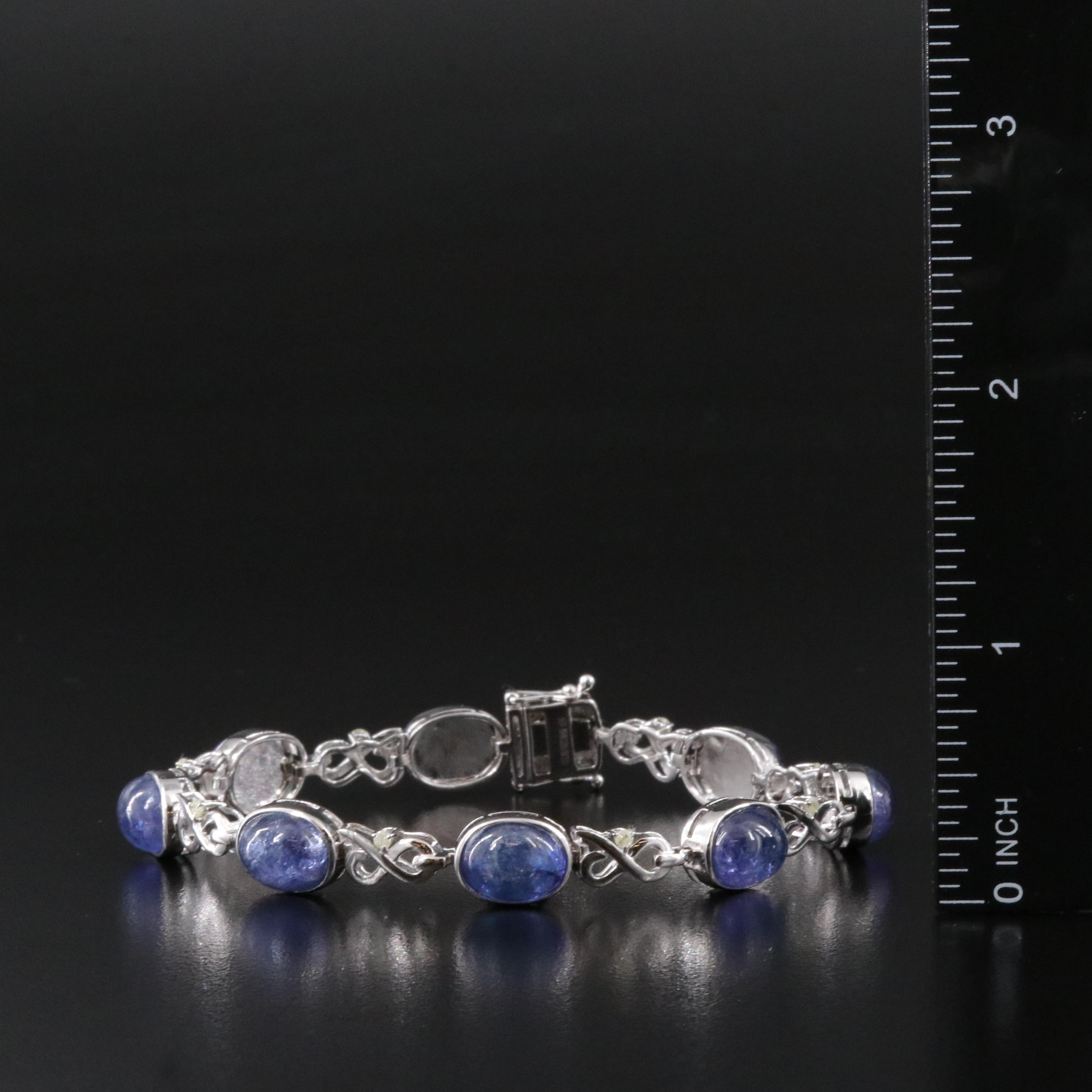 Oscar Friedman Sterling Tanzanite and Diamond Infinity Link Bracelet