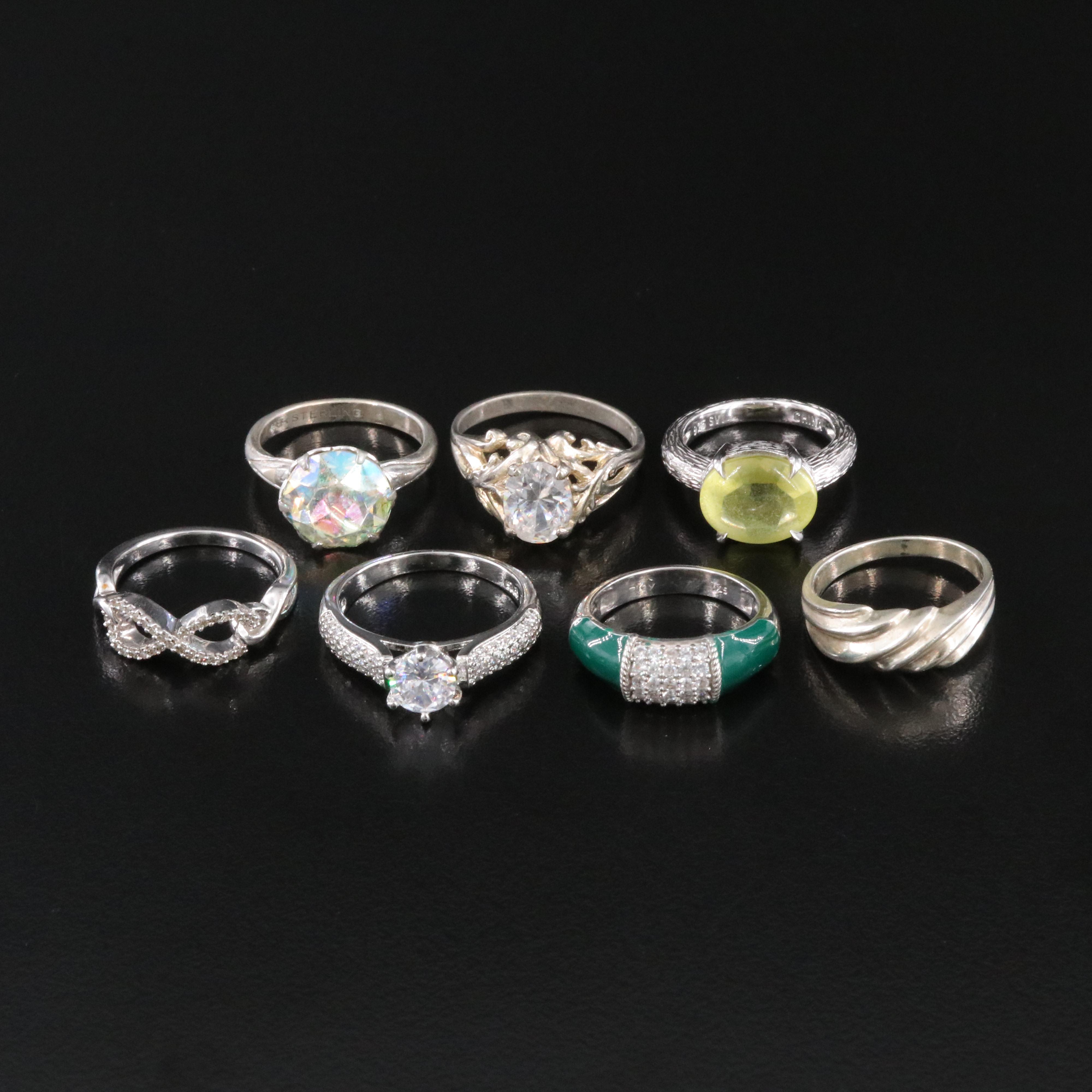 Sterling Rings Featured in Jewelry Collection Including Rhinestone and Diamond