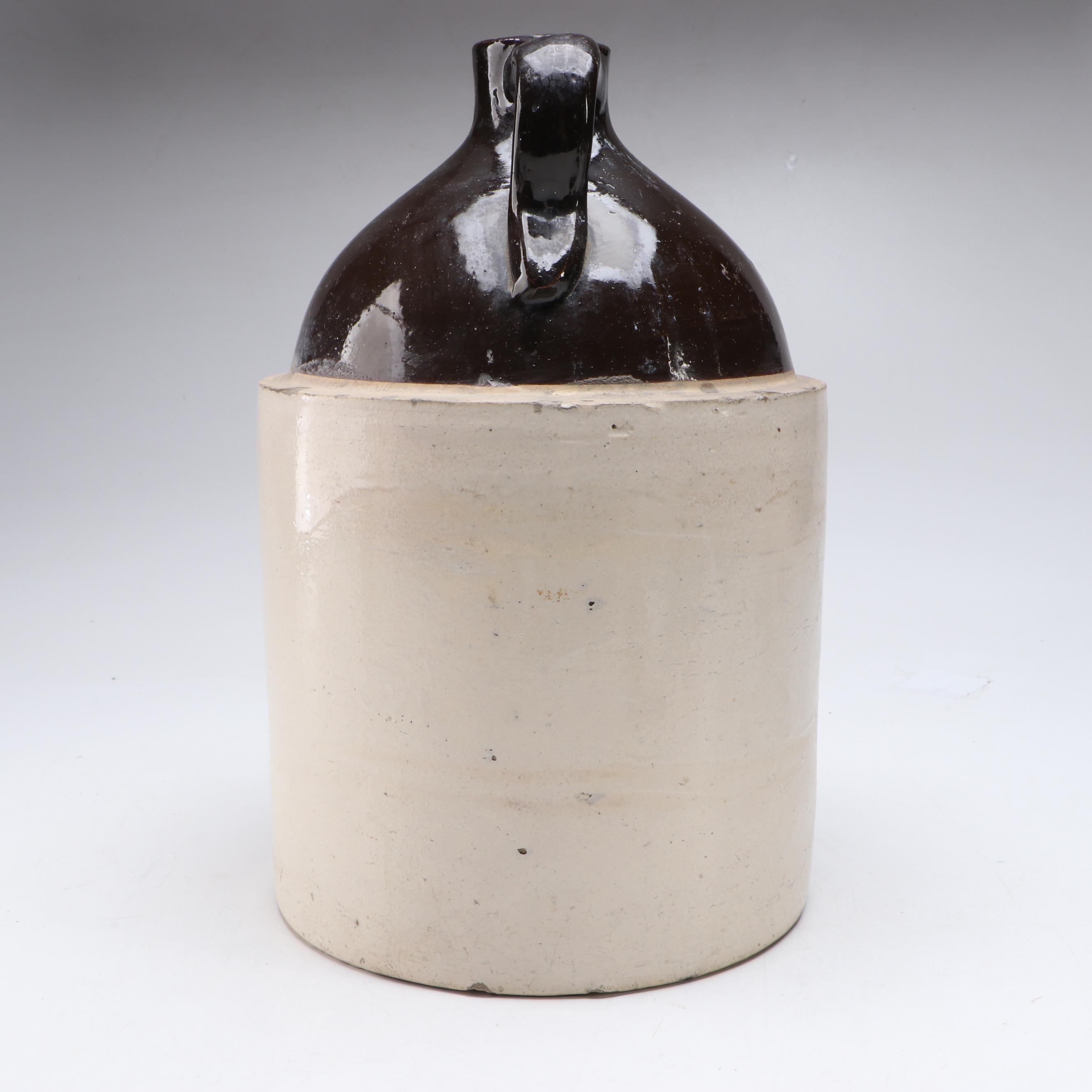 Pennsylvania Salt Glazed Crock with Cobalt Stencil Decoration and Other Crocks