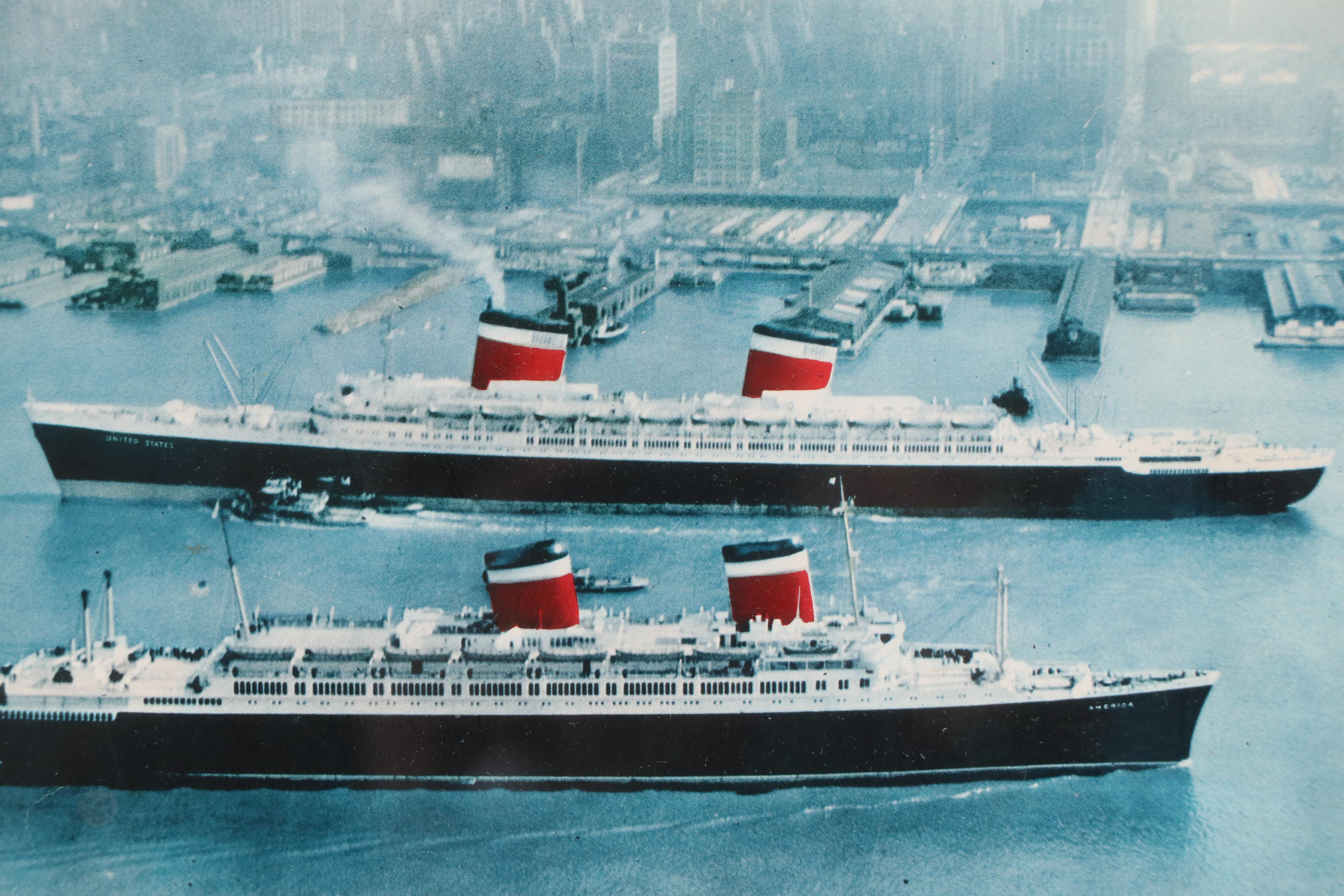 Offset Lithograph "United States Lines" S.S. America and S.S. United States