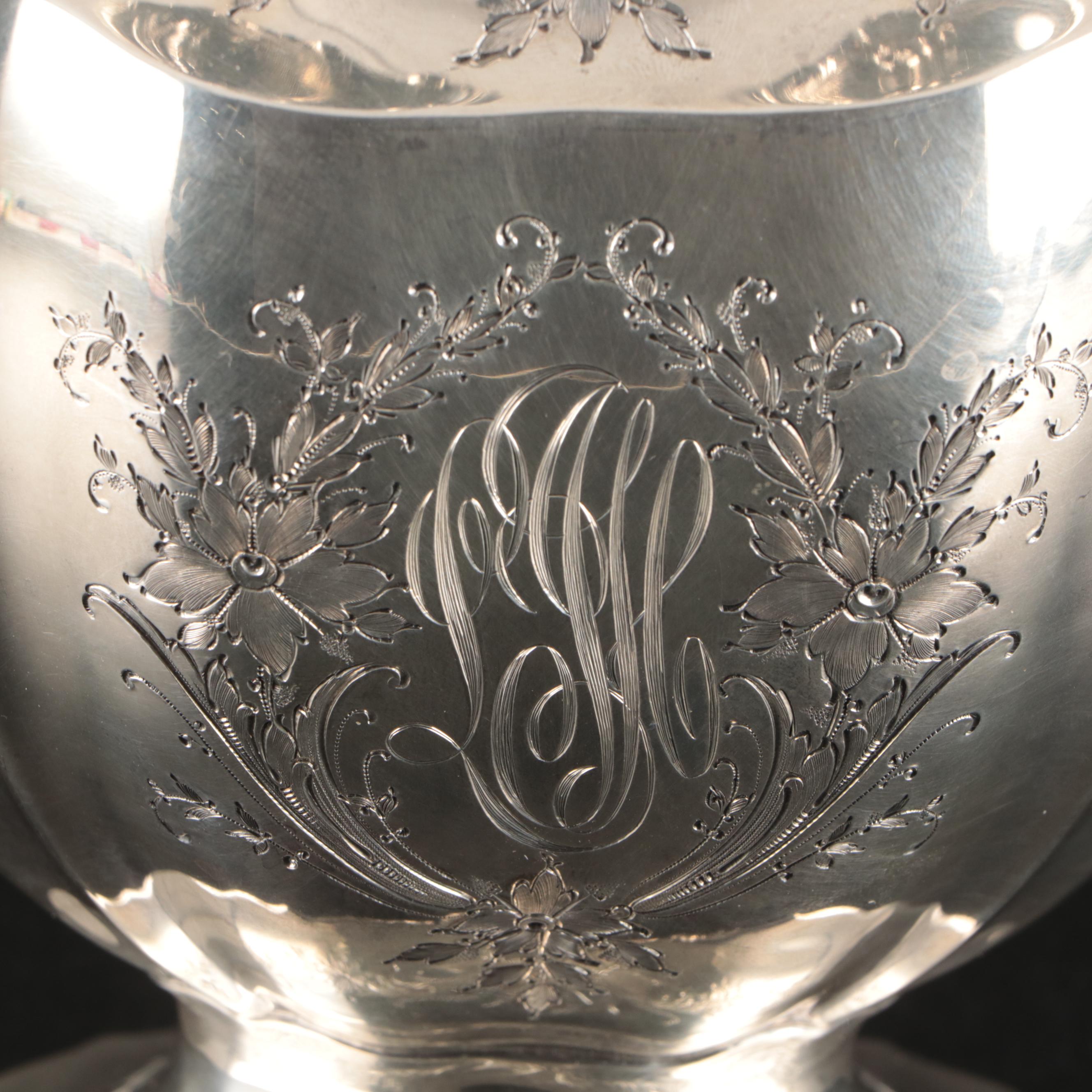 Redlich & Company Chased Floral Sterling Silver Pitcher, Early 20th Century