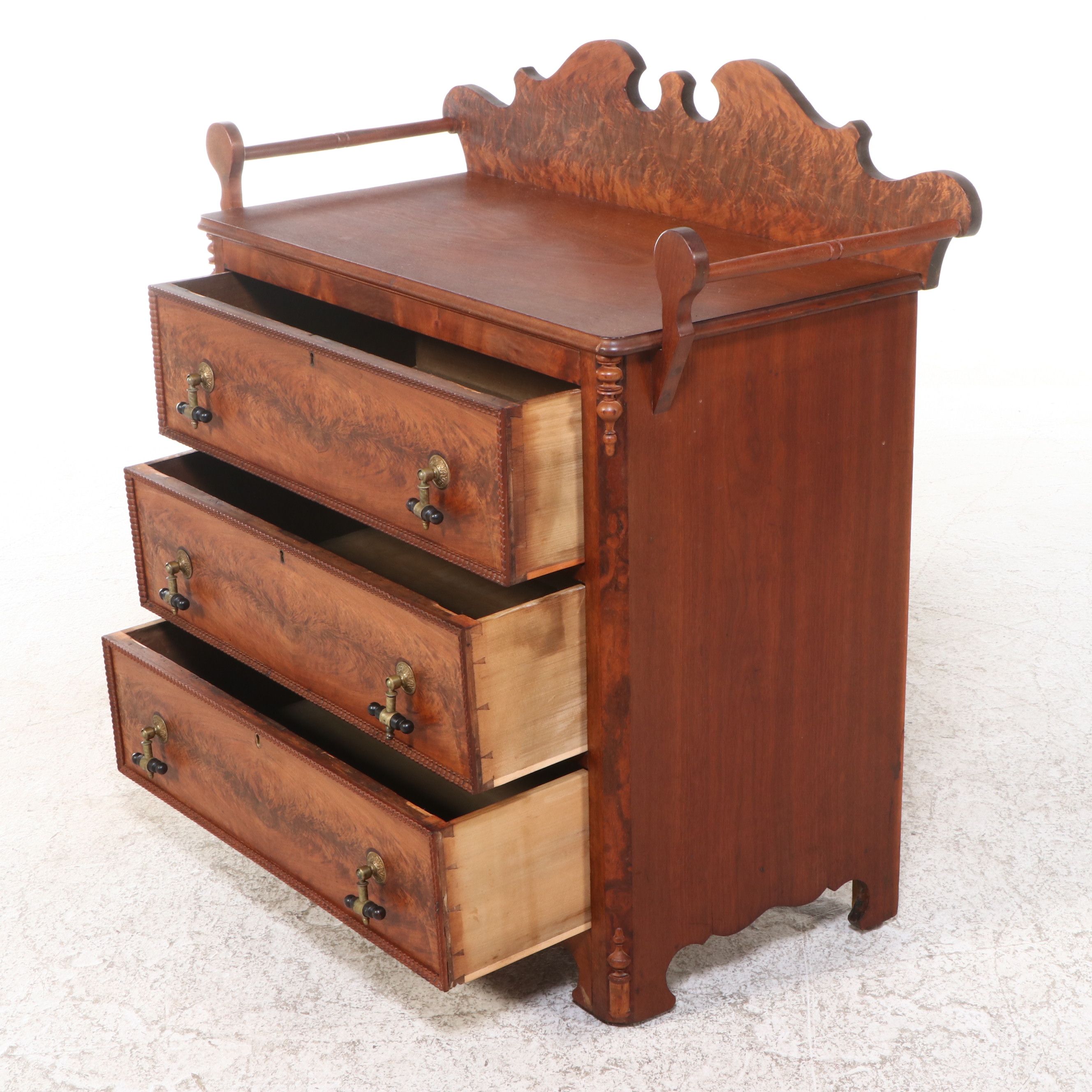 American Empire Style Burl Chest of Drawers, Mid to Late 19th Century